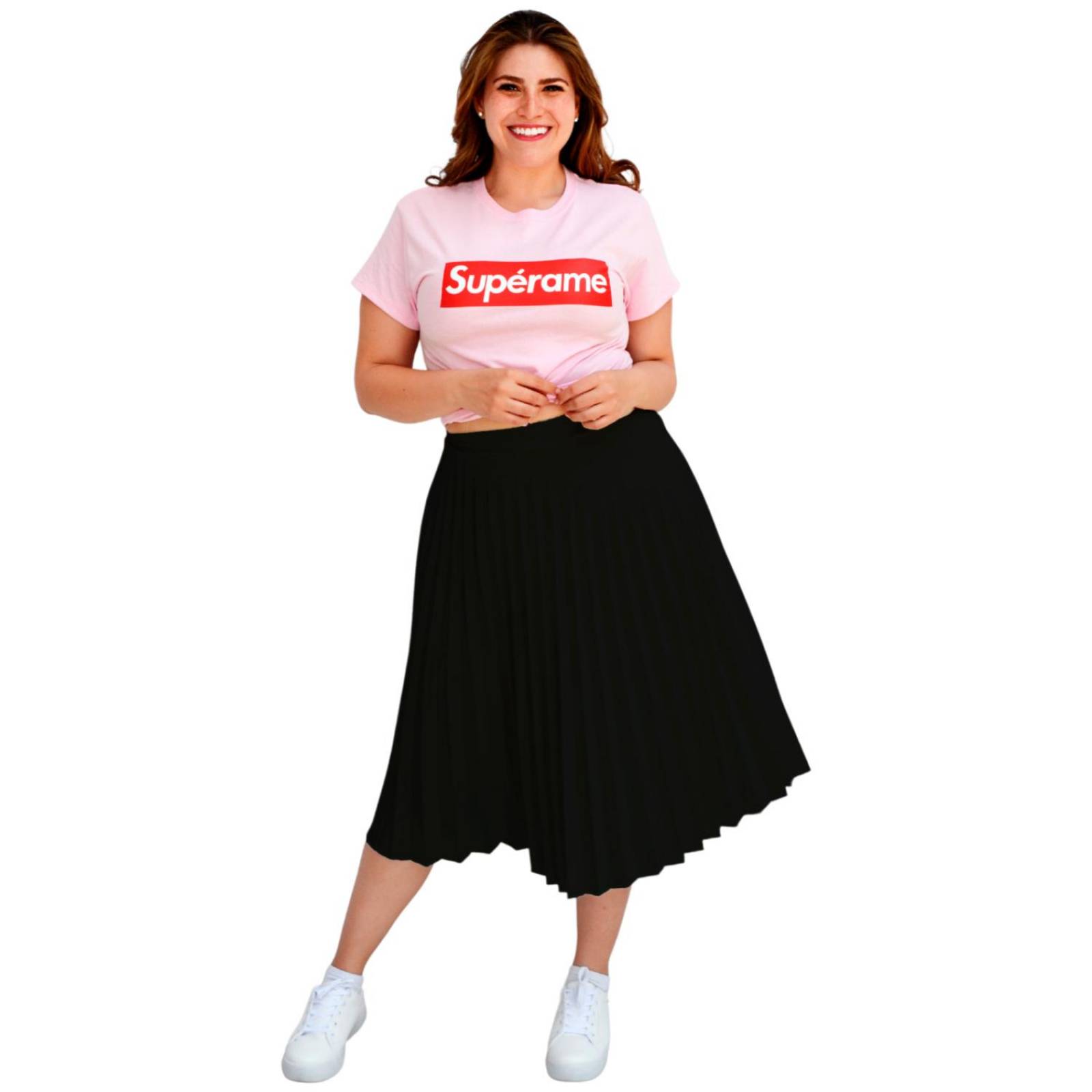 Falda plisada Roman Fashion/Tallas Extras, 715 (Negro) 