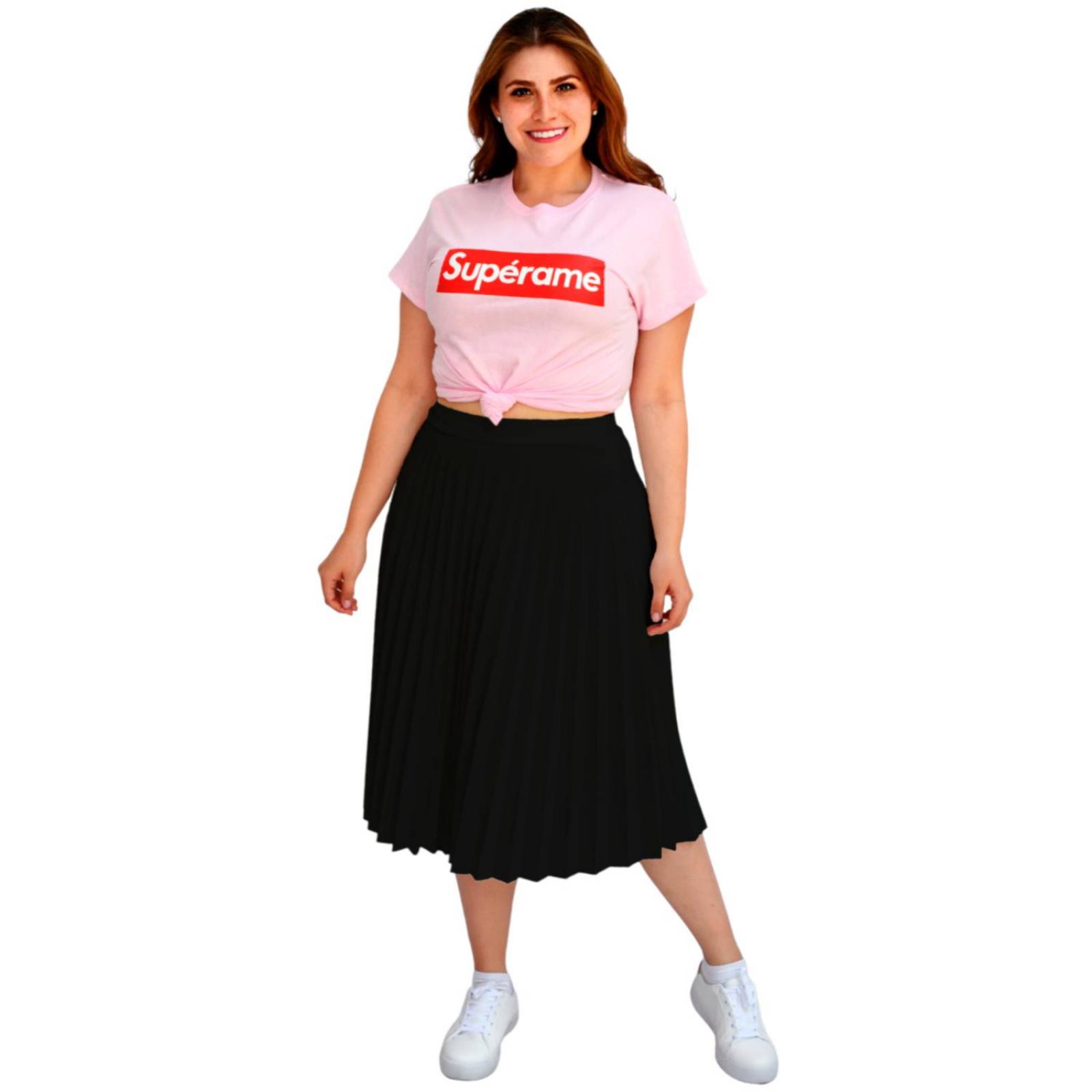 Falda plisada Roman Fashion/Tallas Extras, 715 (Negro) 