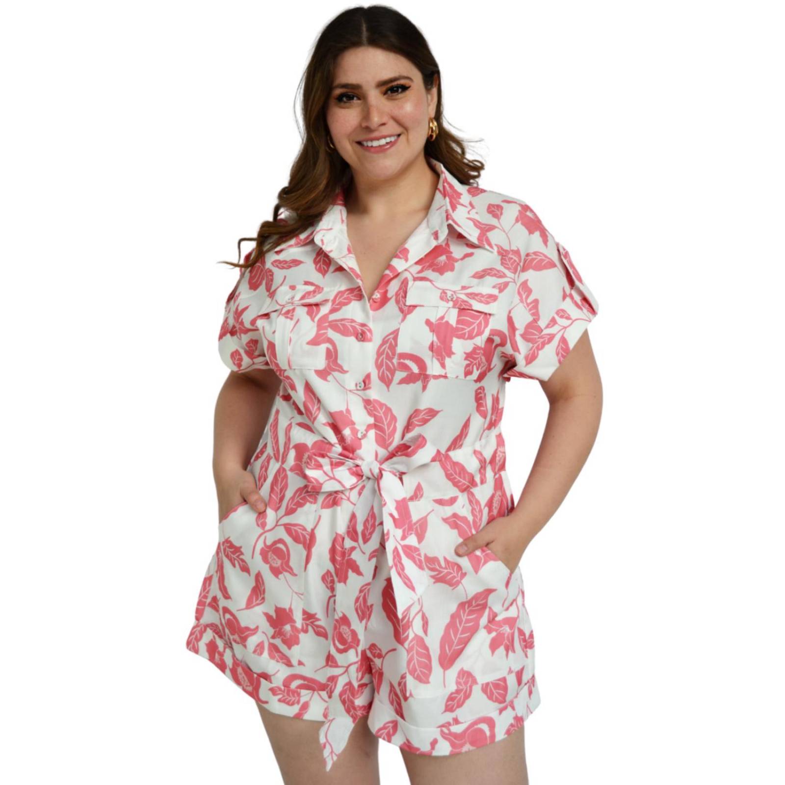 Jumper casual Tallas Extras, 5086 (Blanco flor rosa) 