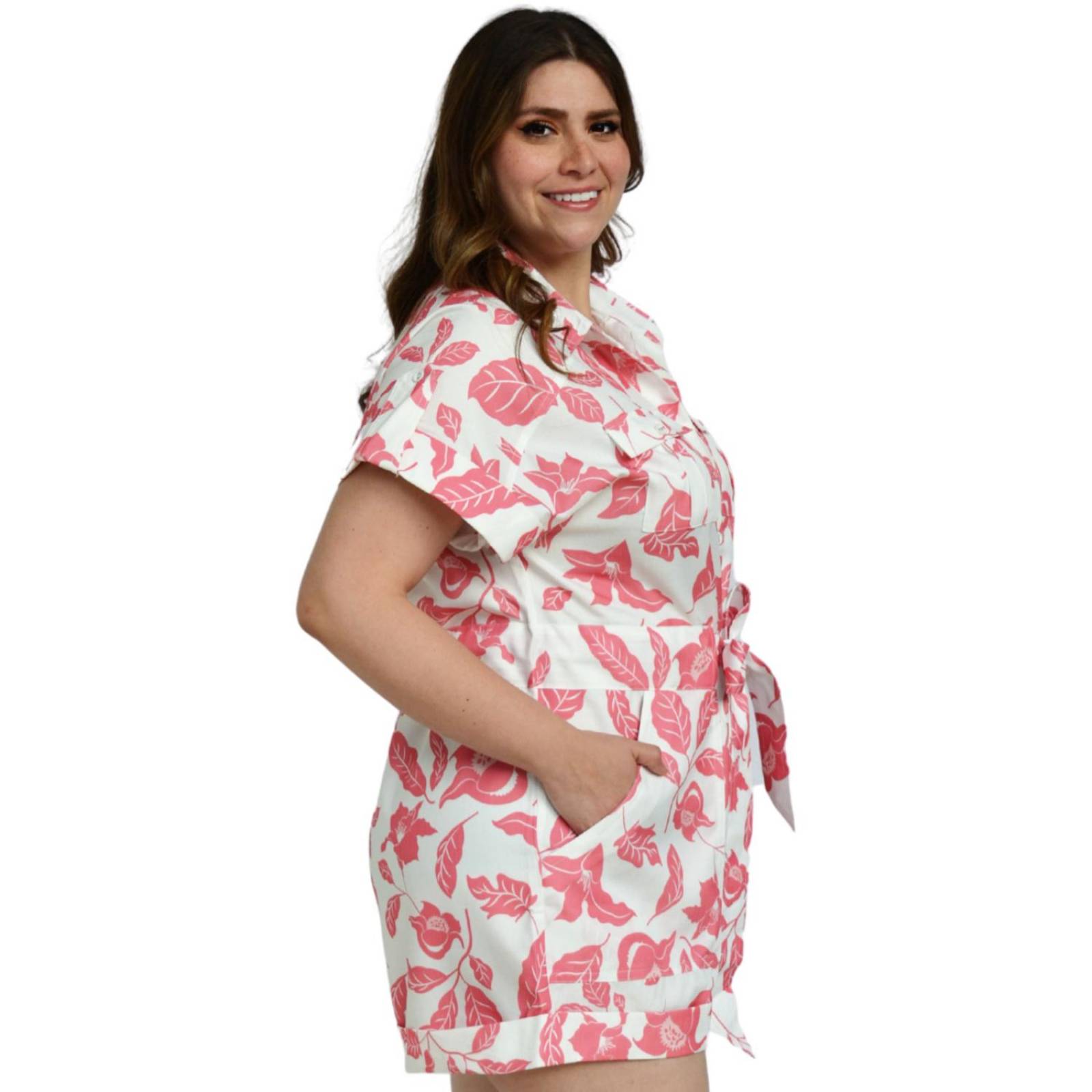 Jumper casual Tallas Extras, 5086 (Blanco flor rosa) 