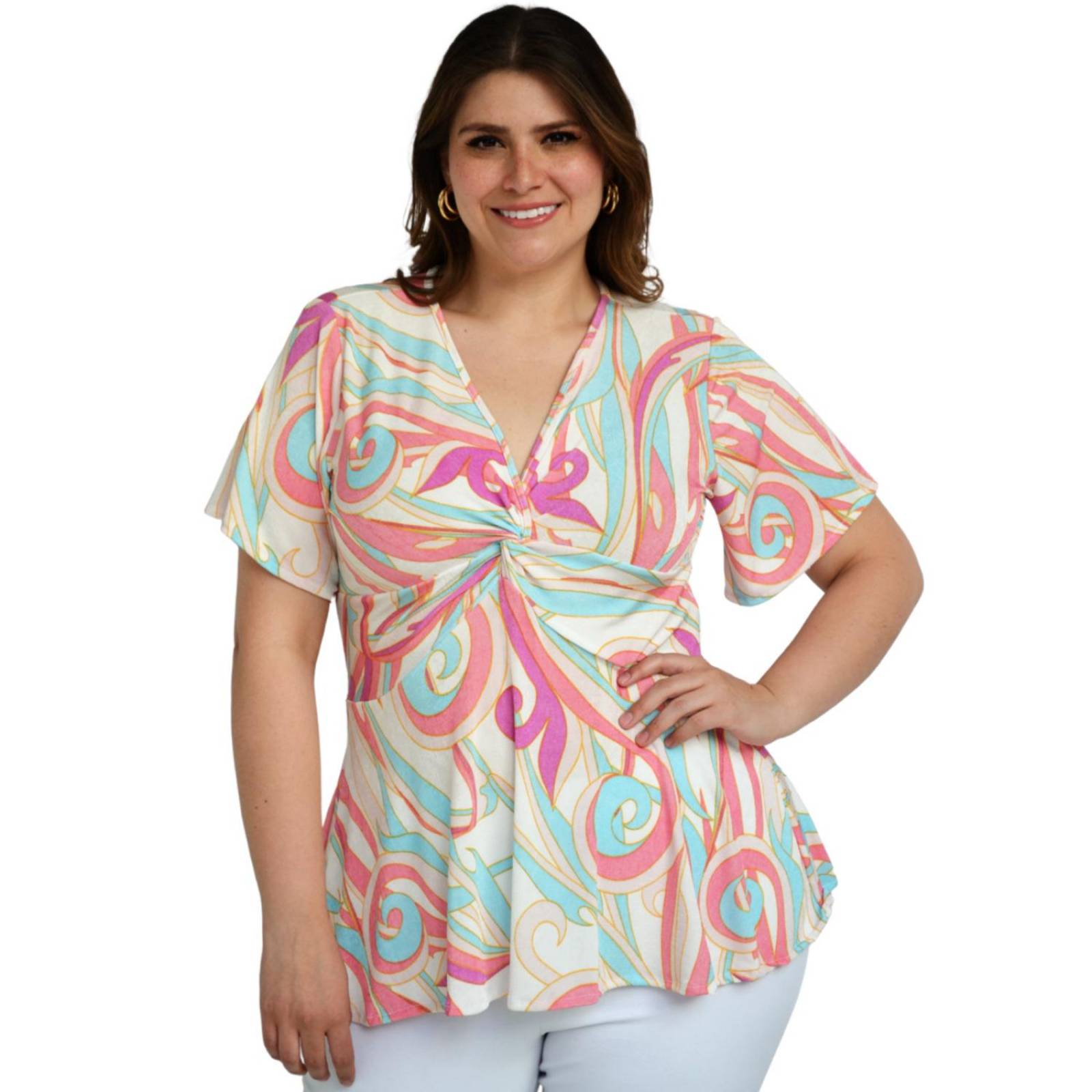 Blusa corte "A" Roman Fashion/Tallas Extras, 1710 (Azul est) 