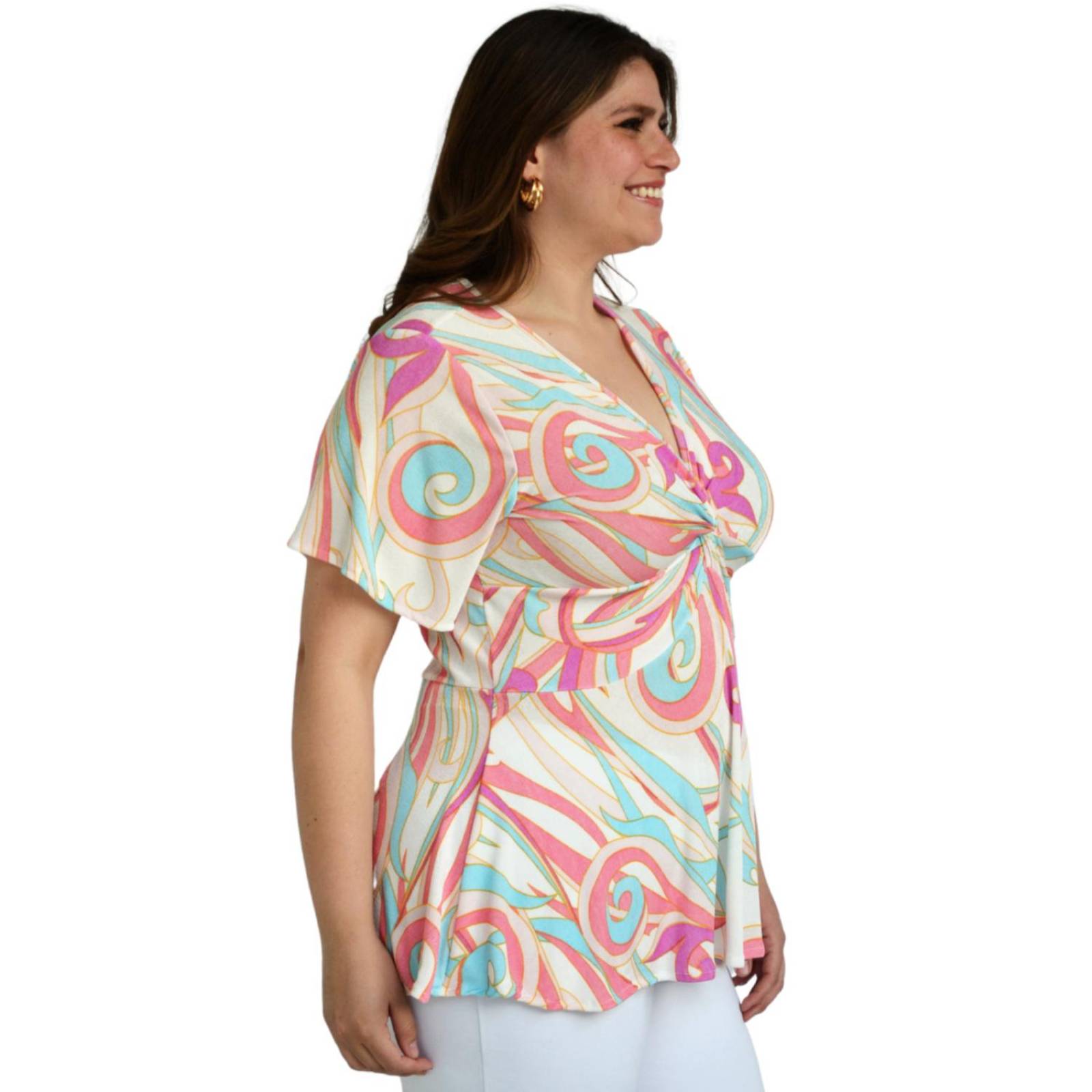 Blusa corte "A" Roman Fashion/Tallas Extras, 1710 (Azul est) 