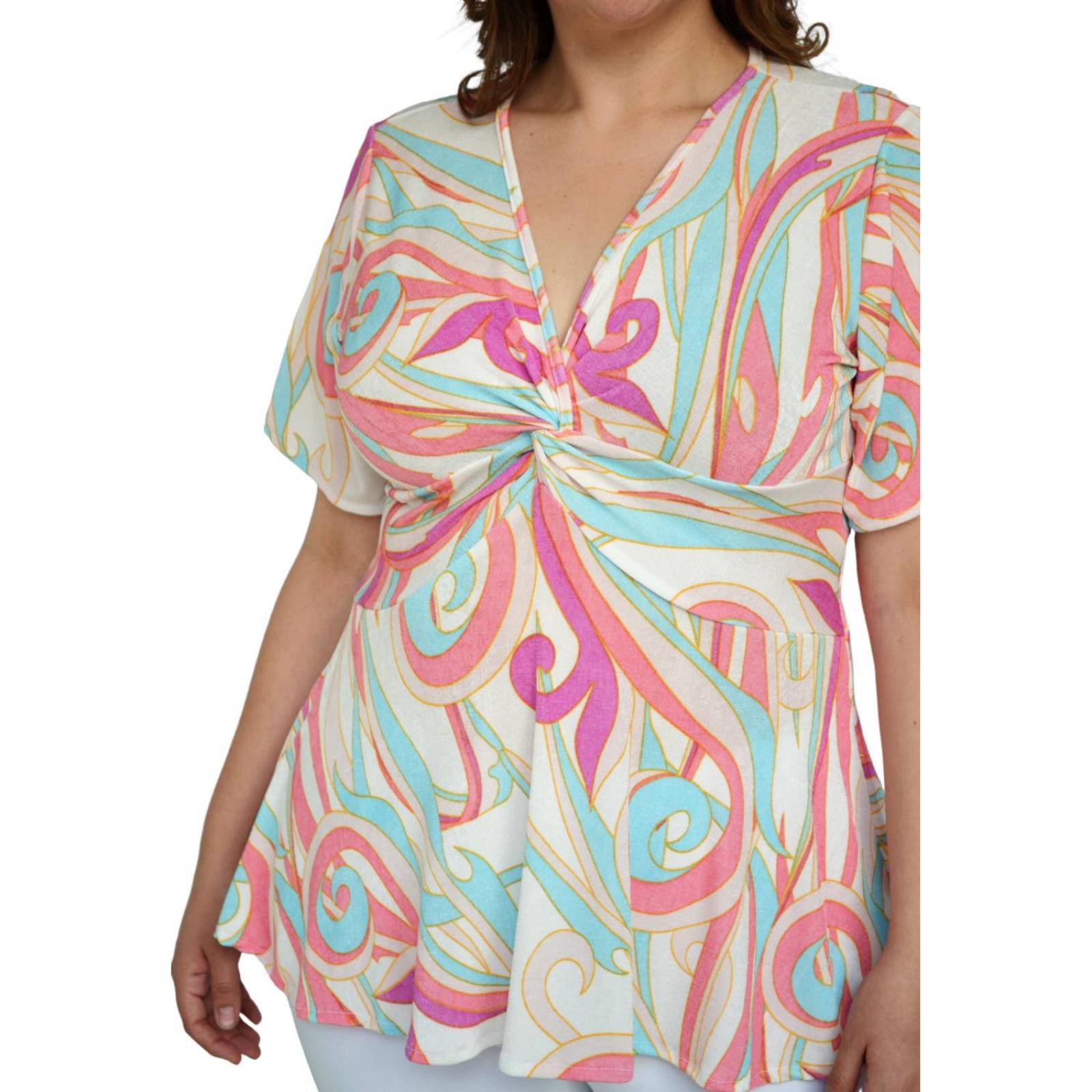 Blusa corte "A" Roman Fashion/Tallas Extras, 1710 (Azul est) 