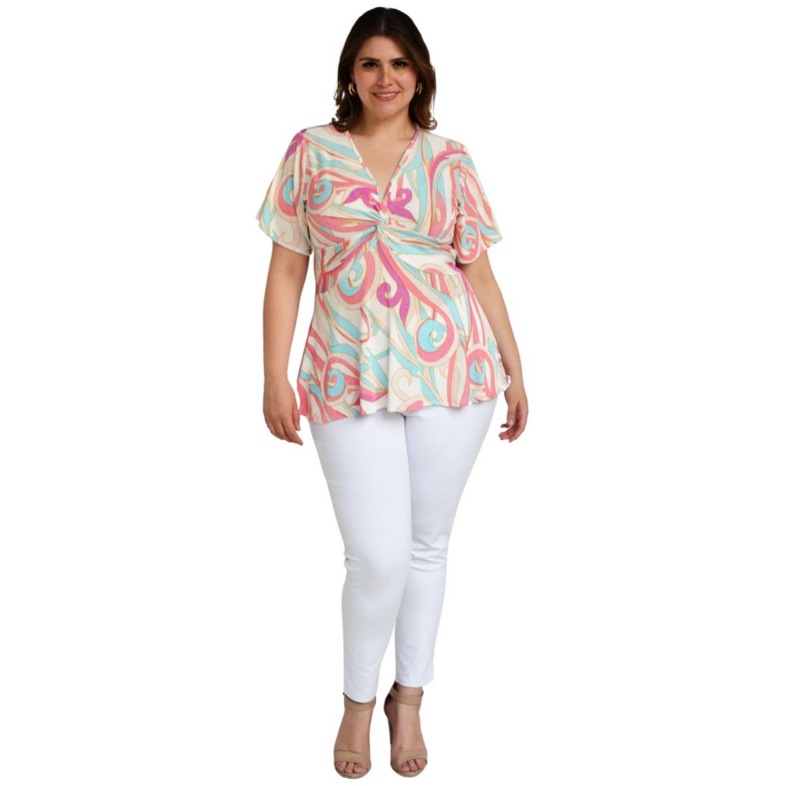 Blusa corte "A" Roman Fashion/Tallas Extras, 1710 (Azul est) 