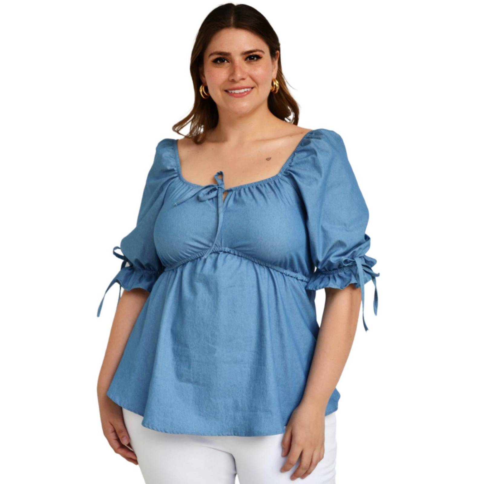 Blusa de mezclilla Roman Fashion/Tallas Extras, 1826