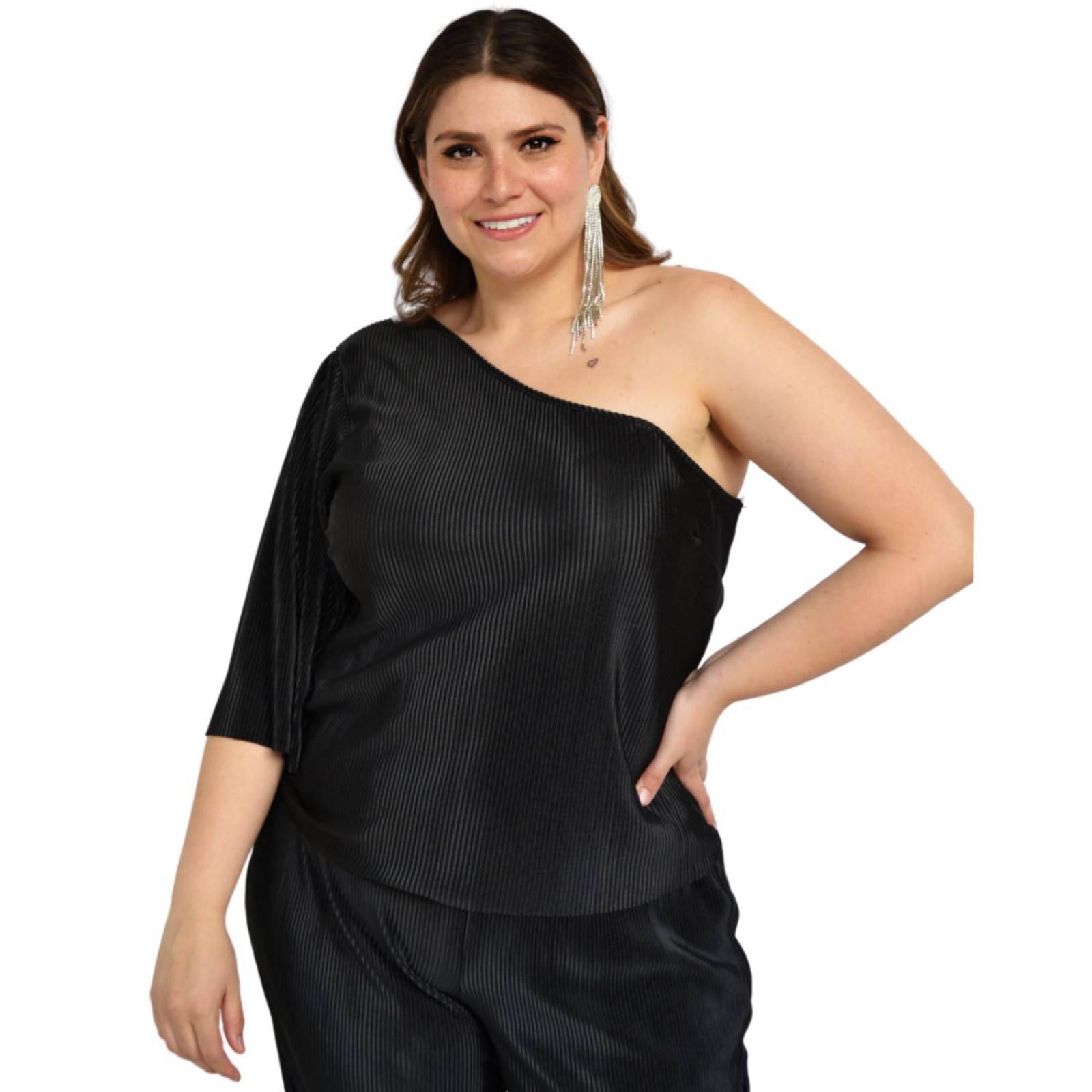 Conjunto plisado Roman Fashion/Tallas Extras, 0624 (Negro) 