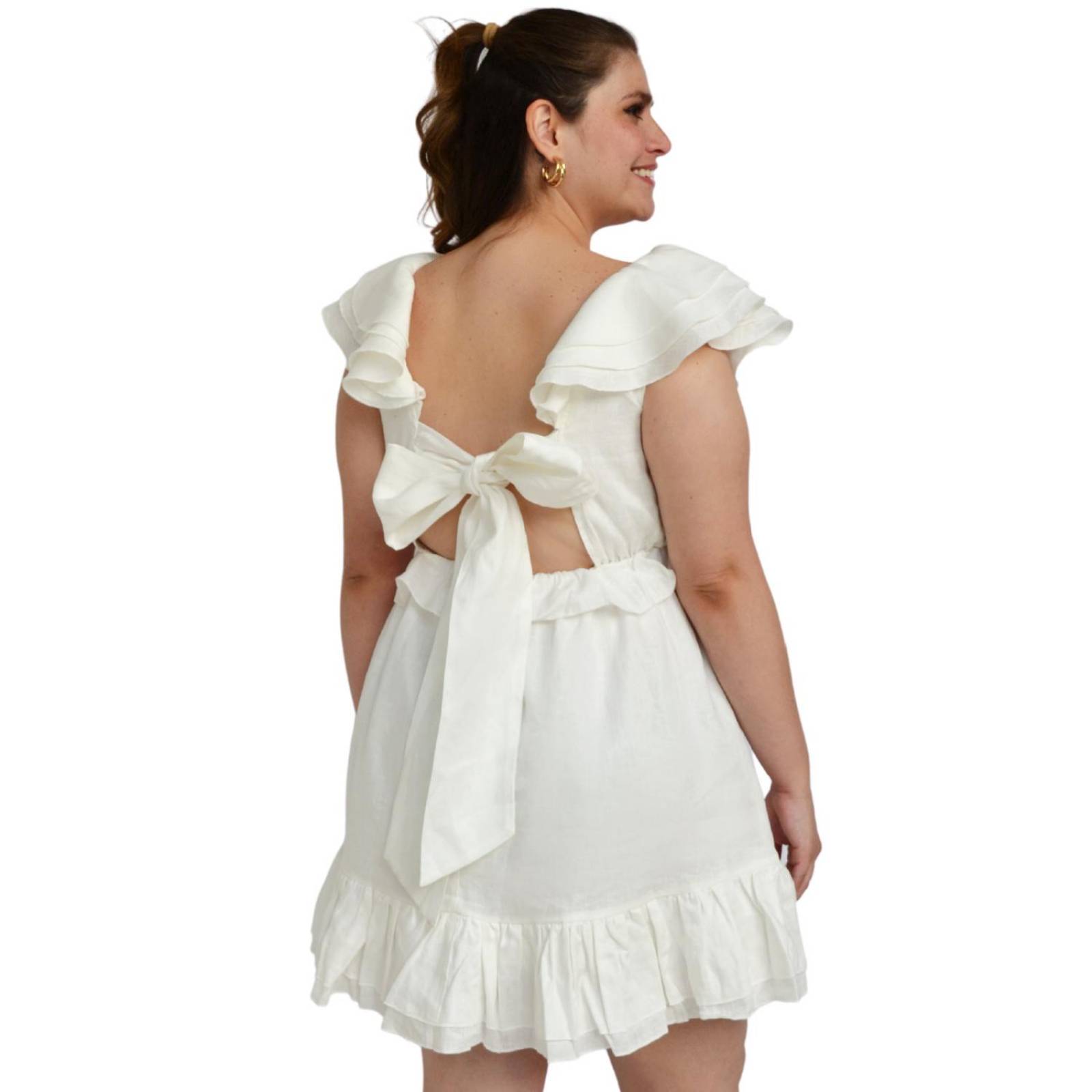 Vestido corto olanes Tallas extras, 779 (Blanco) 