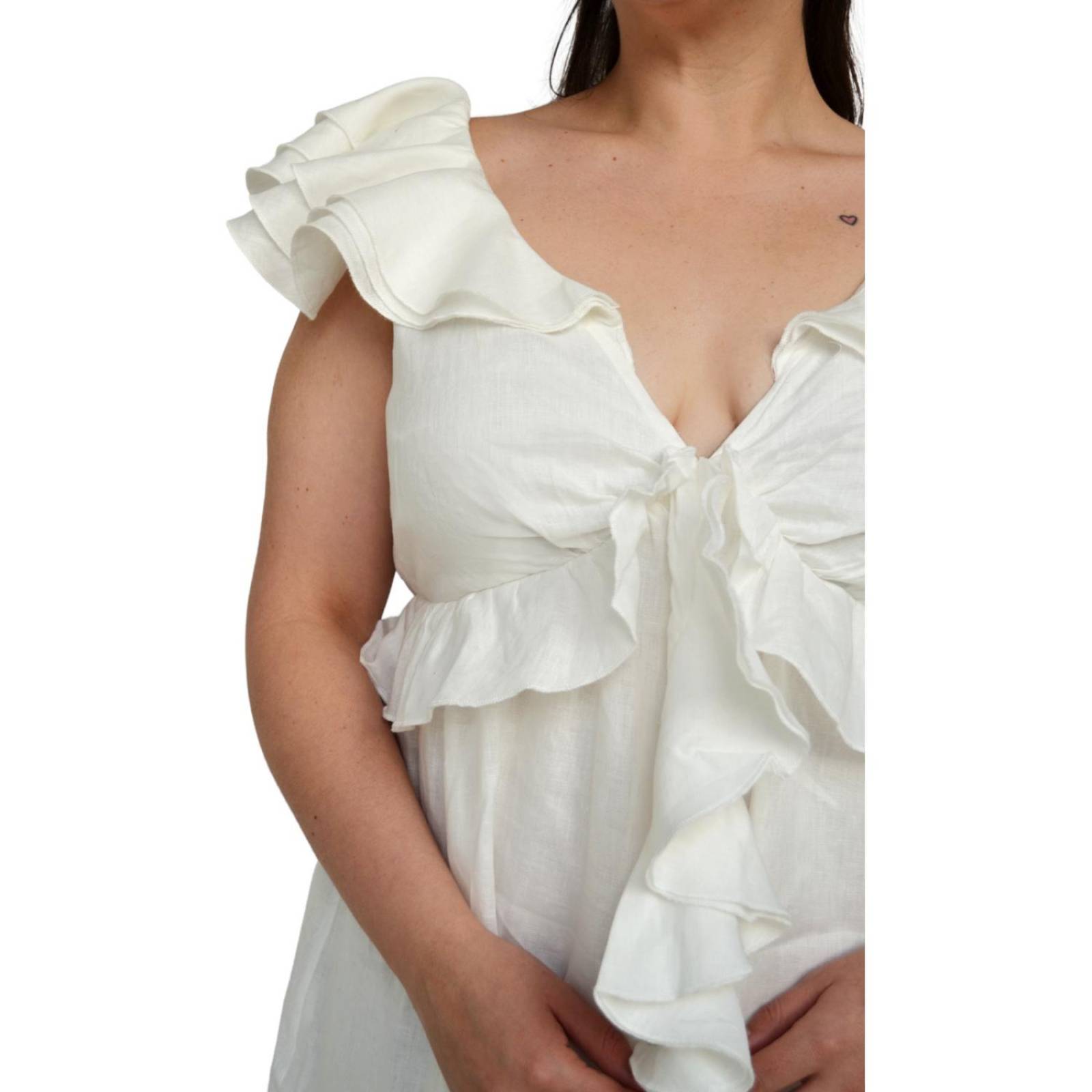 Vestido corto olanes Tallas extras, 779 (Blanco) 