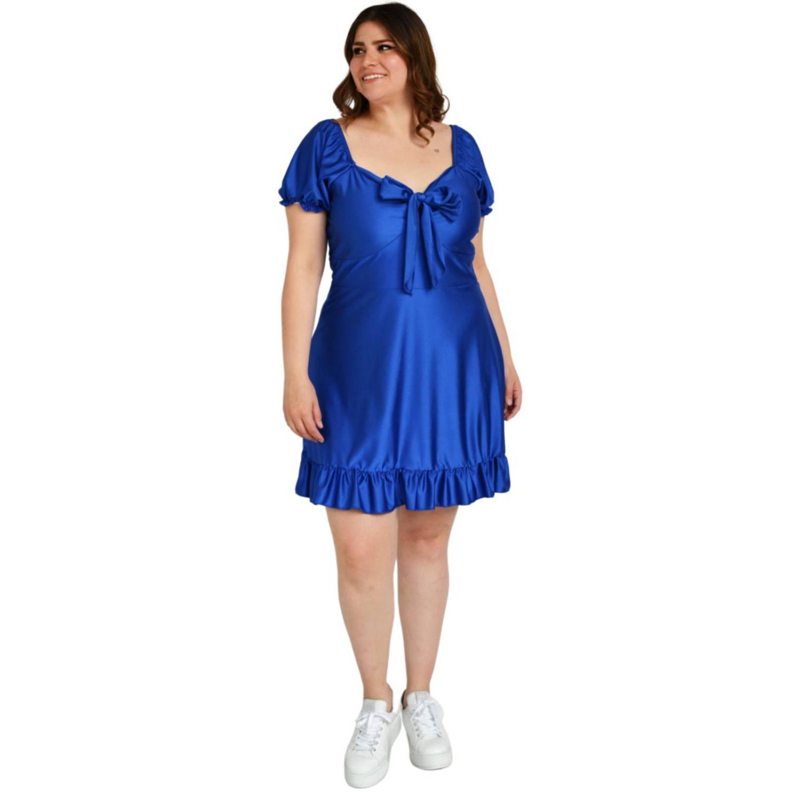 Vestido campesino Roman Fashion / Tallas extras, 4270 (Azul Rey) 