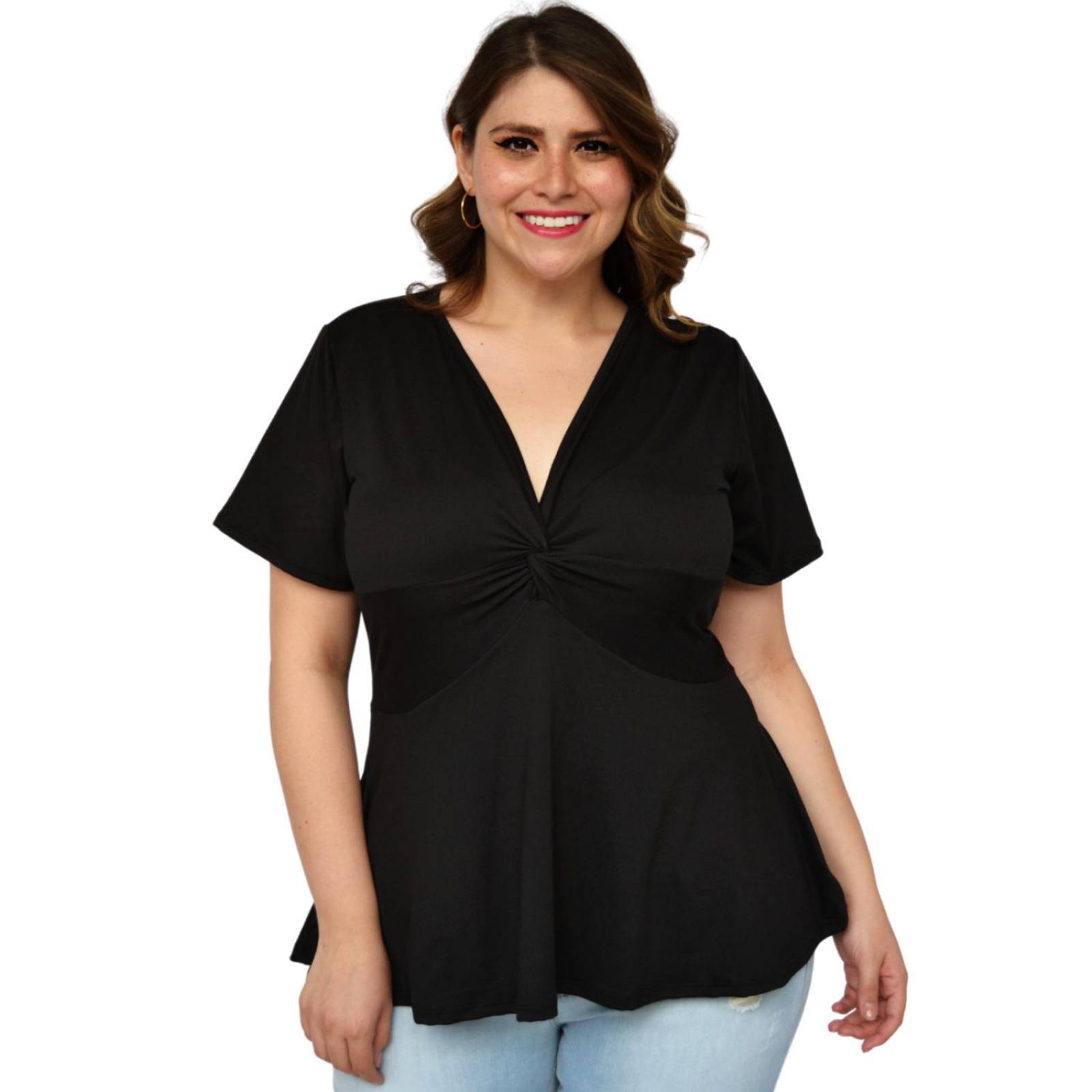 Blusa corte A Roman Fashion /Tallas Extras, 1710 (Negro) 
