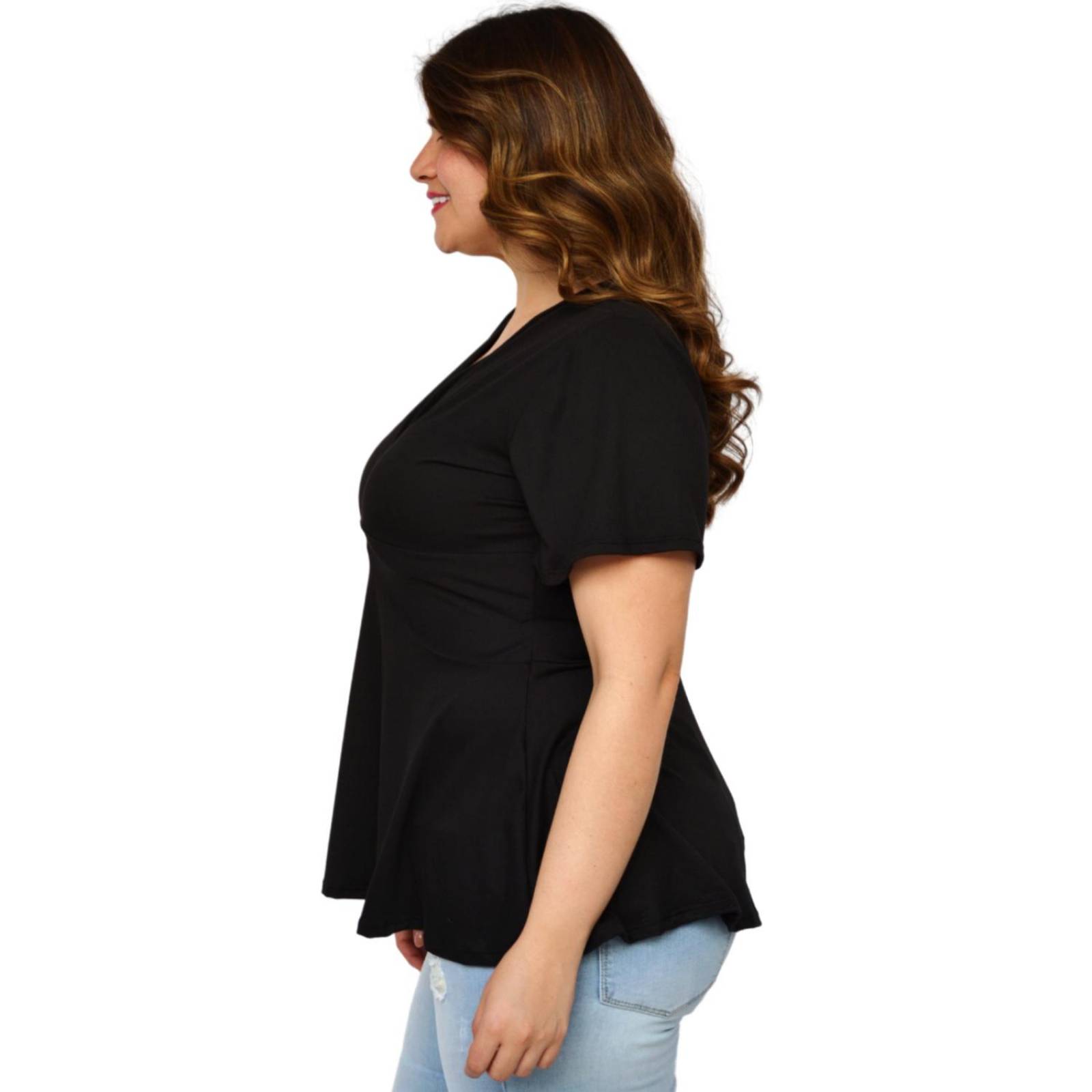 Blusa corte A Roman Fashion /Tallas Extras, 1710 (Negro) 