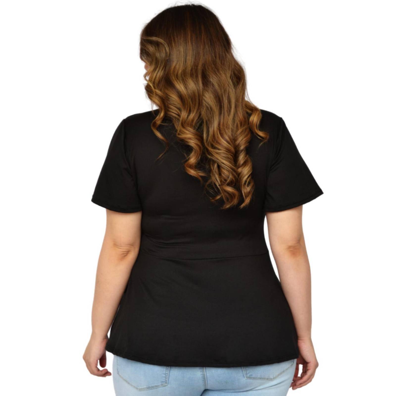 Blusa corte A Roman Fashion /Tallas Extras, 1710 (Negro) 