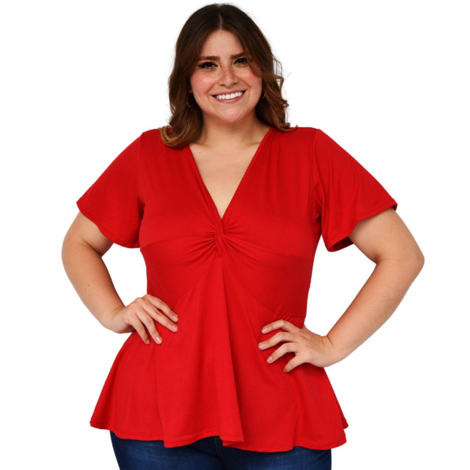 Blusa corte A Roman Fashion /Tallas Extras, 1710 (Rojo) 
