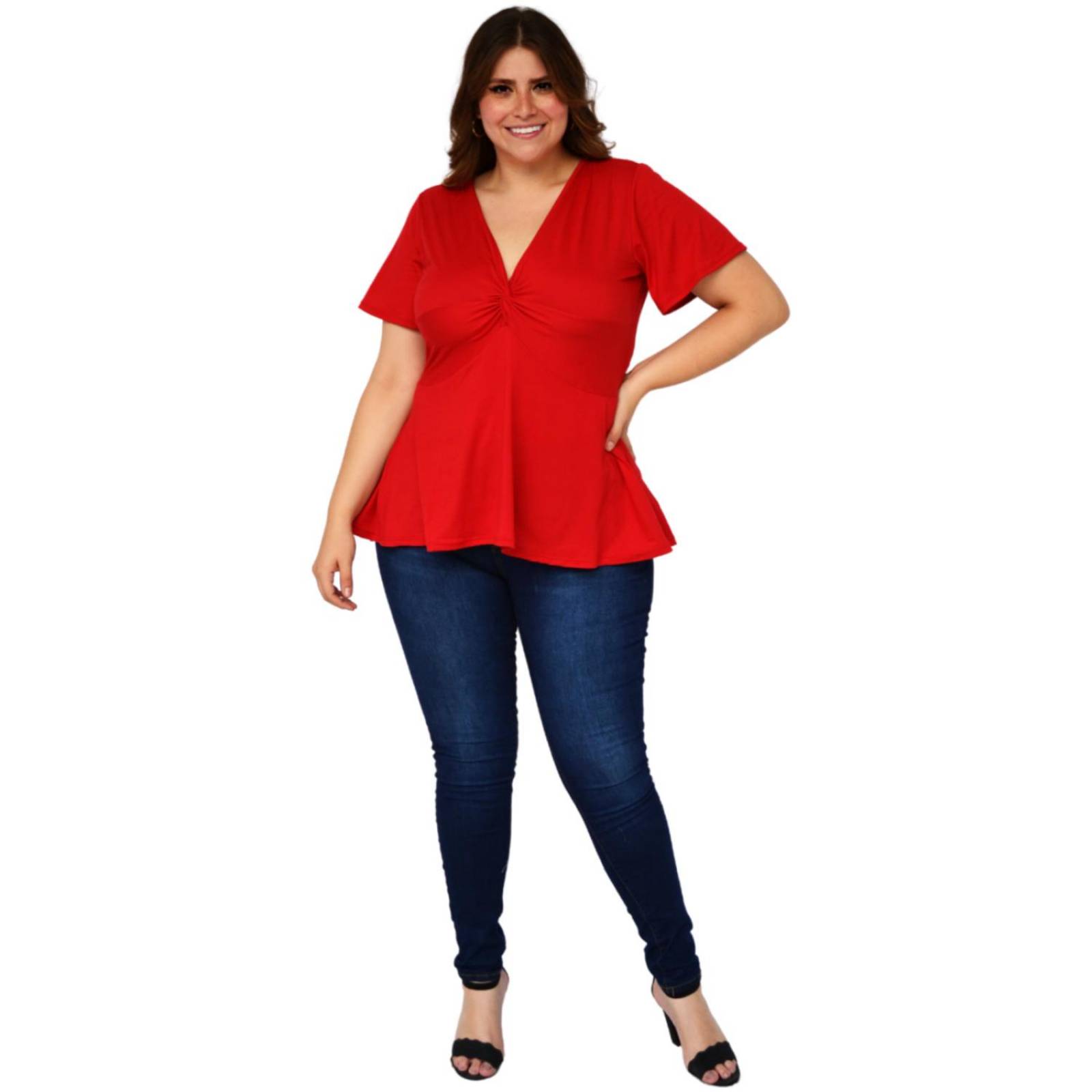 Blusa corte A Roman Fashion /Tallas Extras, 1710 (Rojo) 