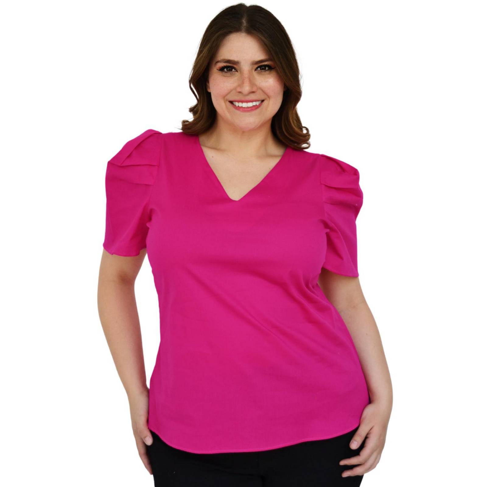 Blusa de popelina Roman Fashion /Tallas Extras, 2127 (fiusha) 