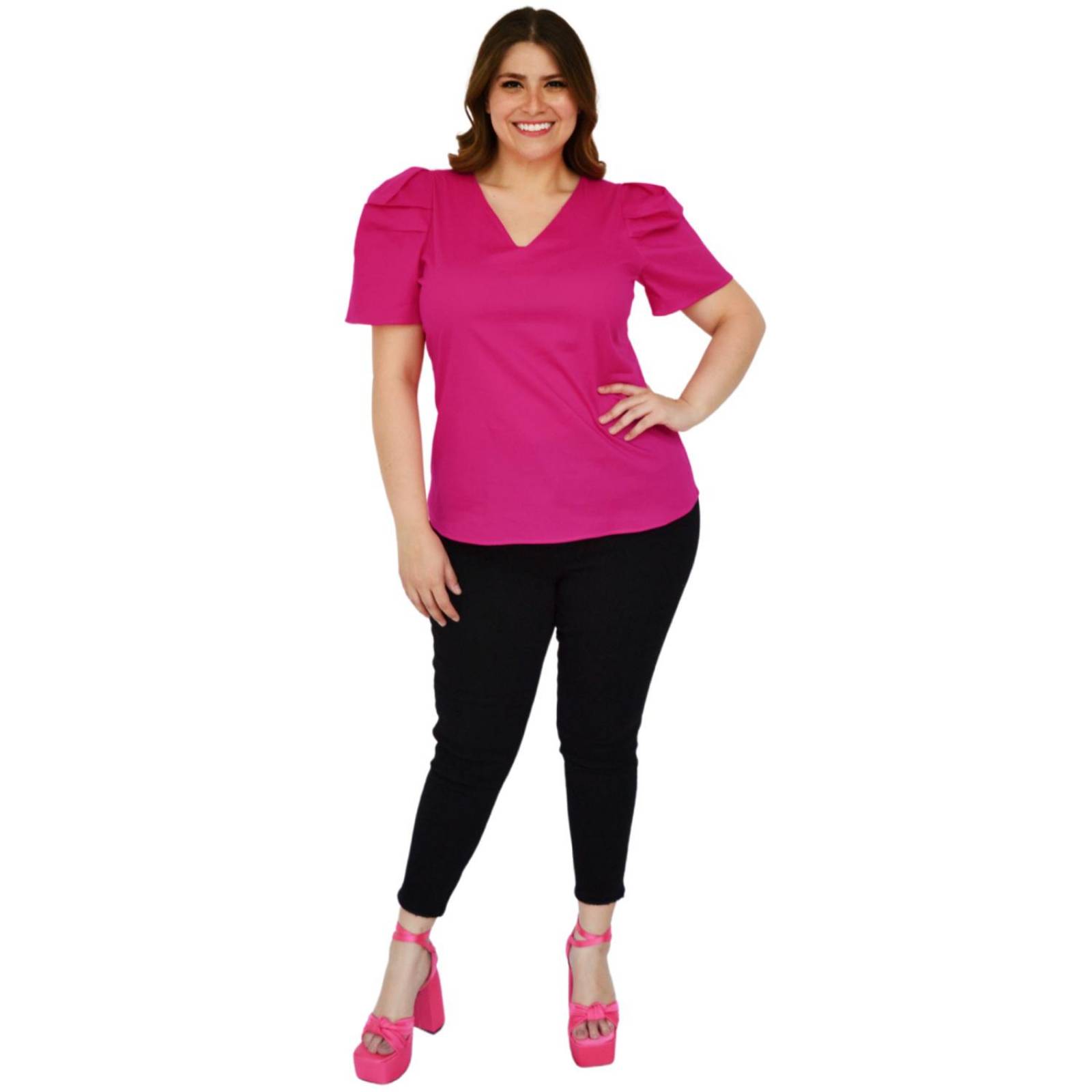 Blusa de popelina Roman Fashion /Tallas Extras, 2127 (fiusha) 