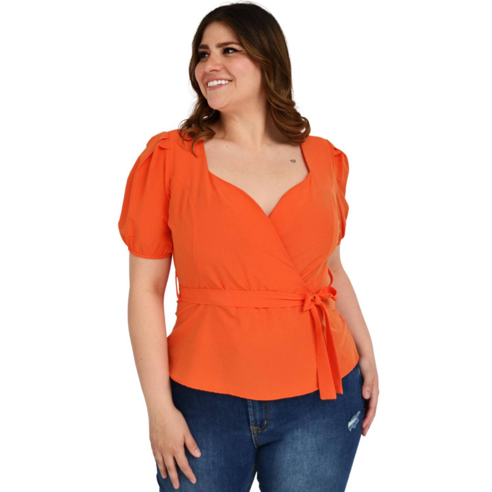 Blusa peplum Roman Fashion /Tallas Extras 0412 (Naranja) 