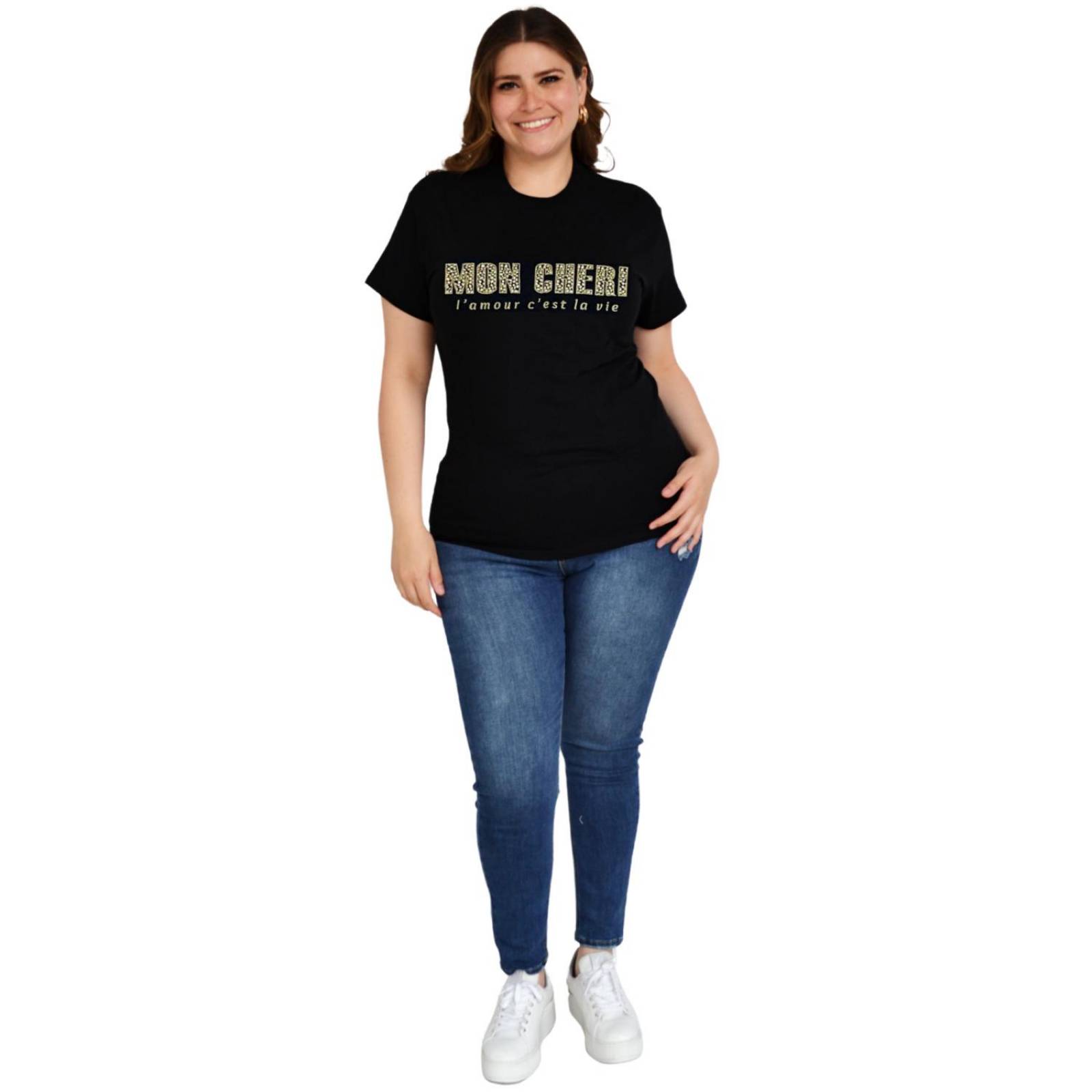 Playera Roman Fashion/Tallas Extras 9001-22 Mon Cherie (Negro) 