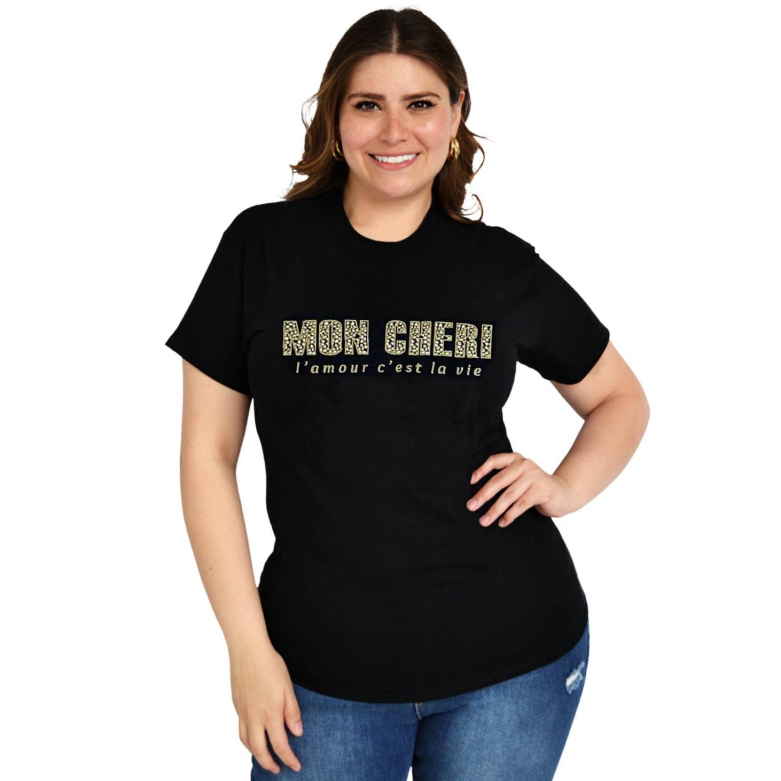 Playera Roman Fashion/Tallas Extras 9001-22 Mon Cherie (Negro) 