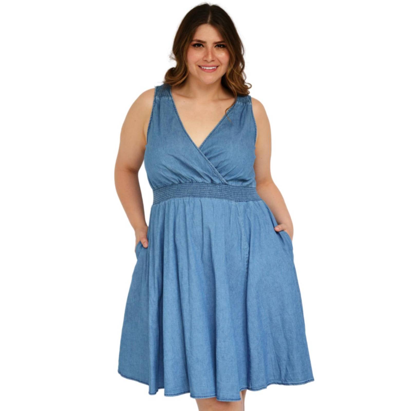 Vestido casual de mezclilla Tallas extras 2081 Mezclilla