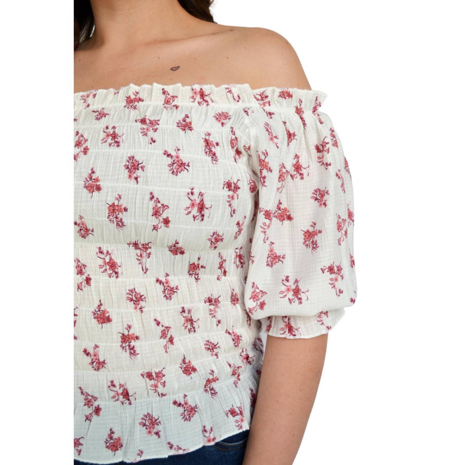 Blusa campesina Tallas Extras, 11459 (Blanco) 