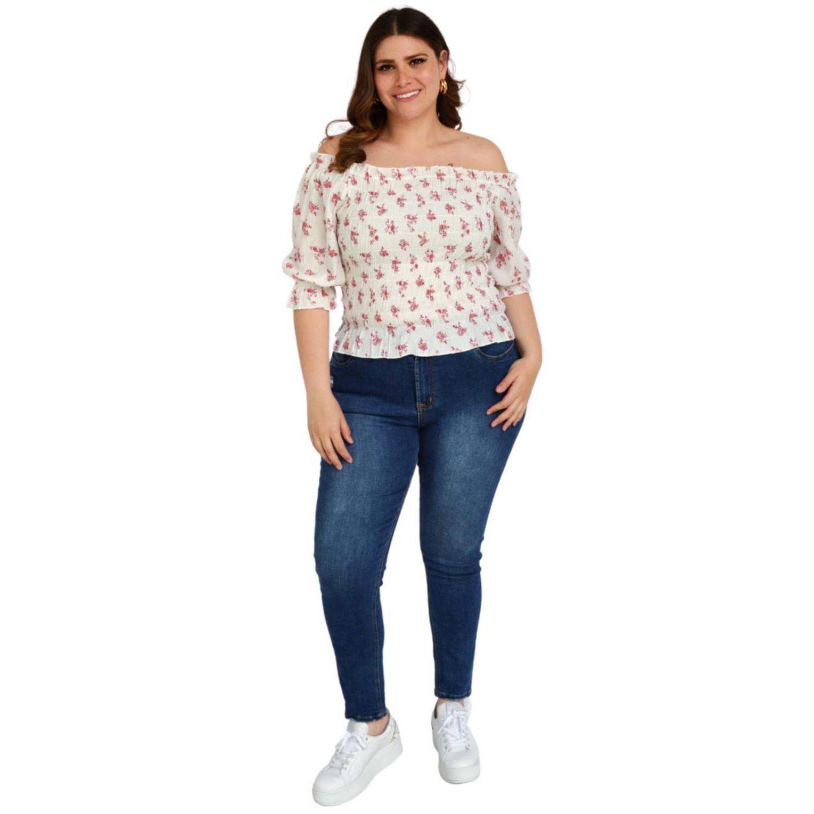 Blusa campesina Tallas Extras, 11459 (Blanco) 