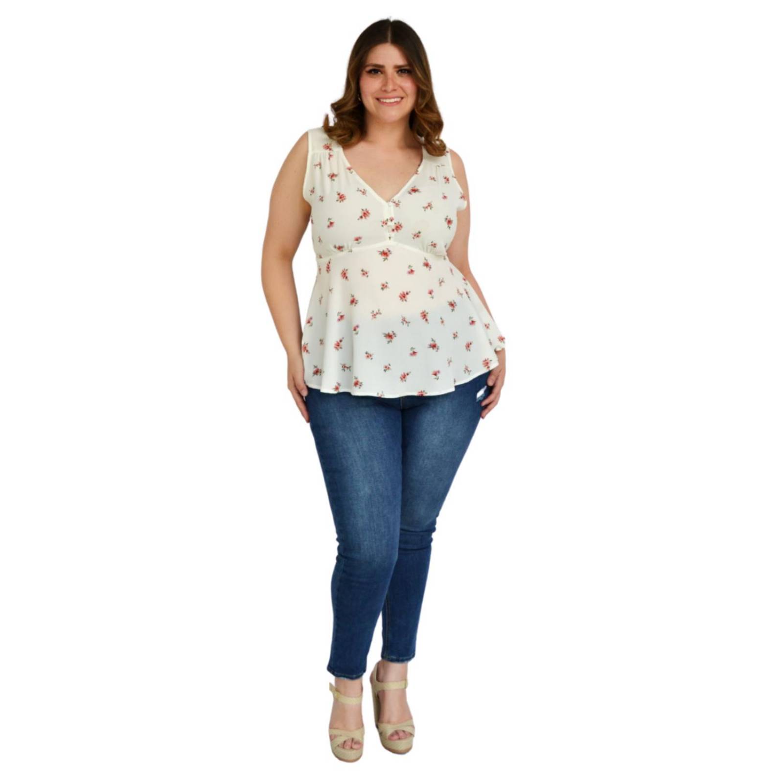 Blusa campesina Tallas Extras, 11459 (Blanco) 