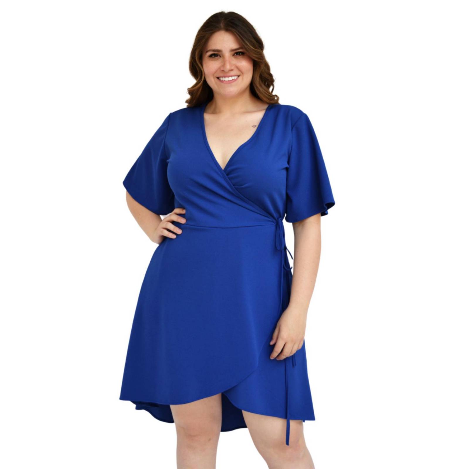 Vestido envolvente Roman Fashion /Tallas Extras, 4211 (Azul rey)