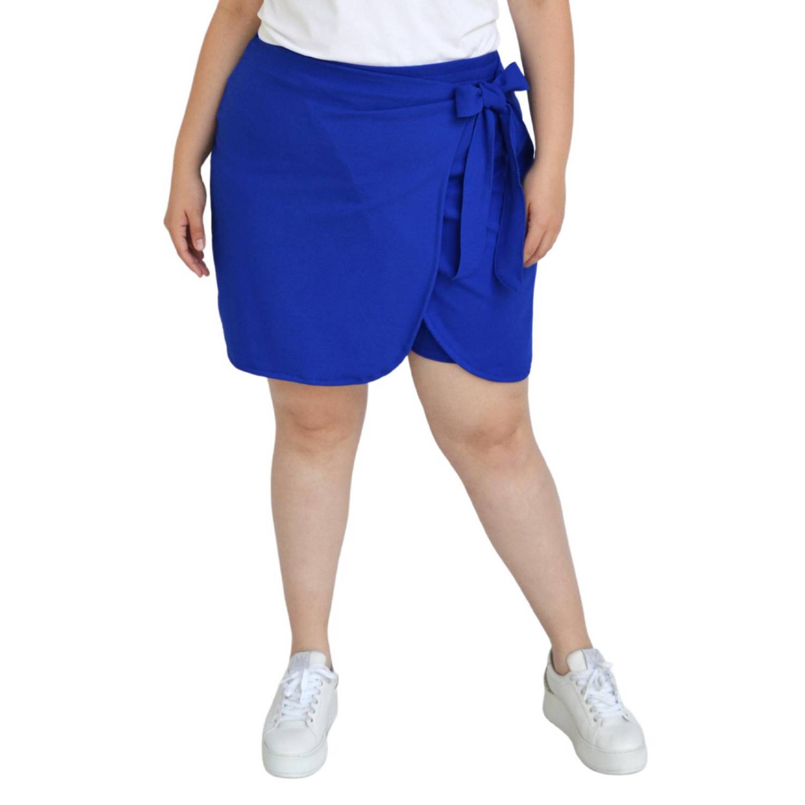 Short falda con moño Roman Fashion /Tallas Extras, 7042 (Azul rey) 