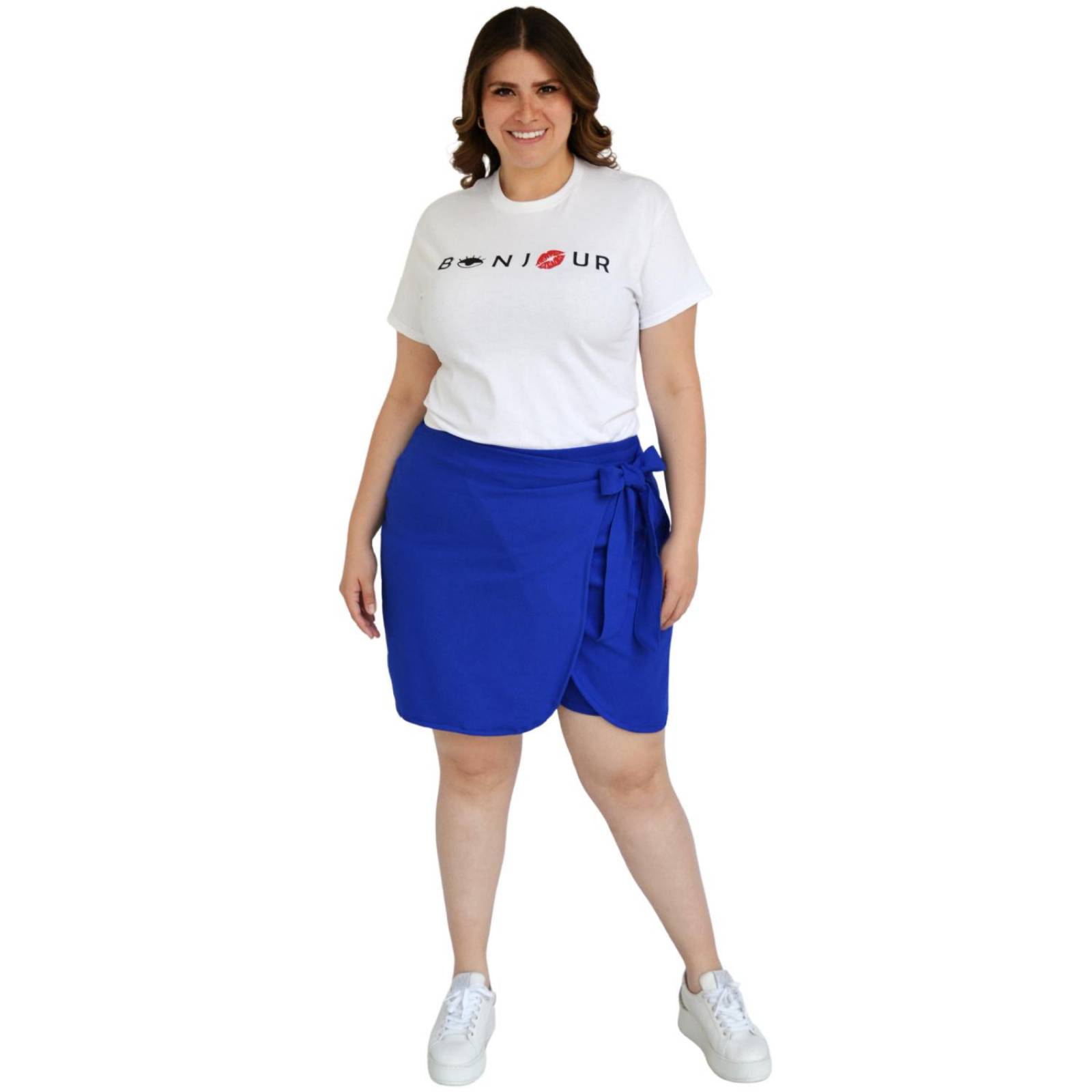 Short falda con moño Roman Fashion /Tallas Extras, 7042 (Azul rey) 