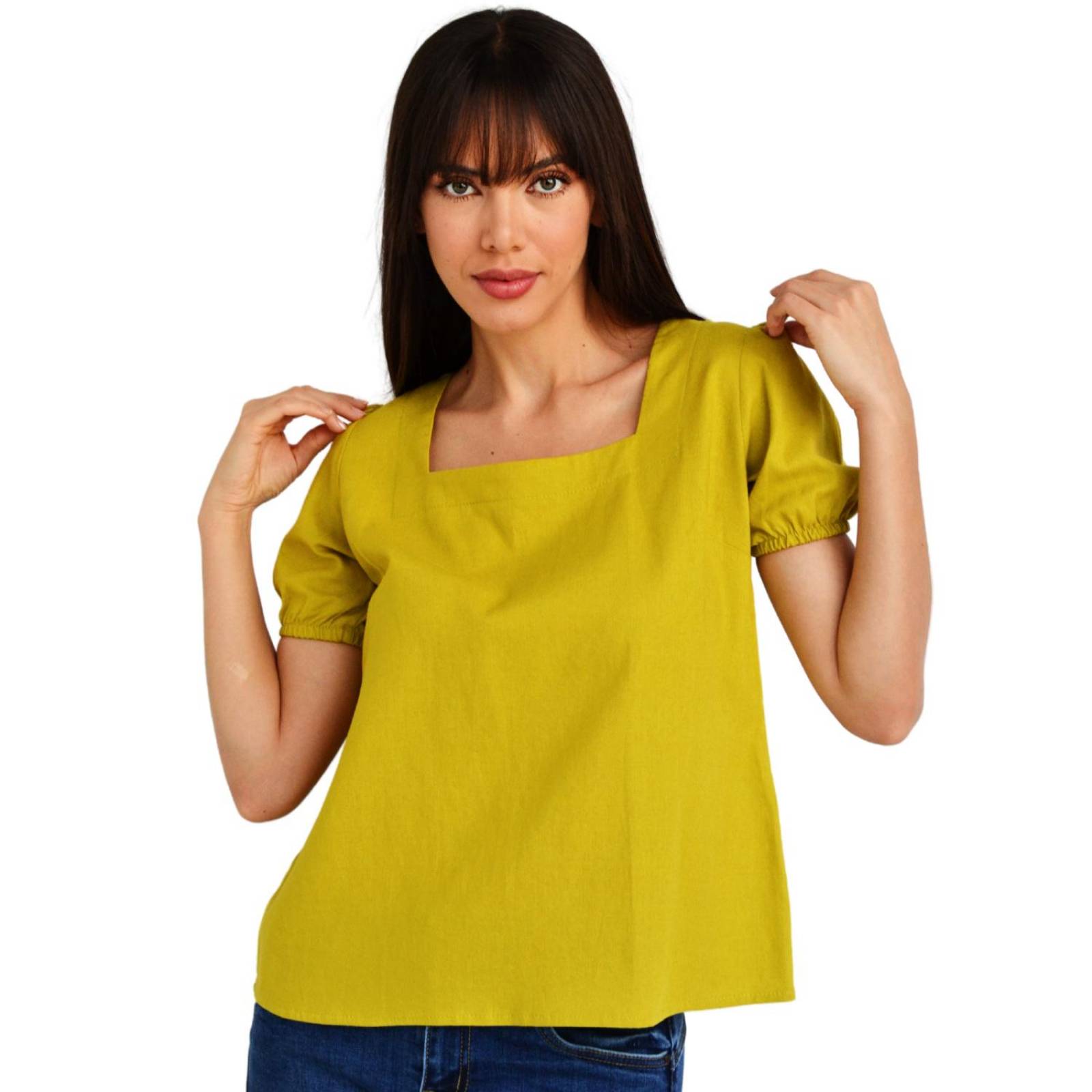 Blusa juvenil escote cuadrado Roman Fashion 617 (Mostaza) 
