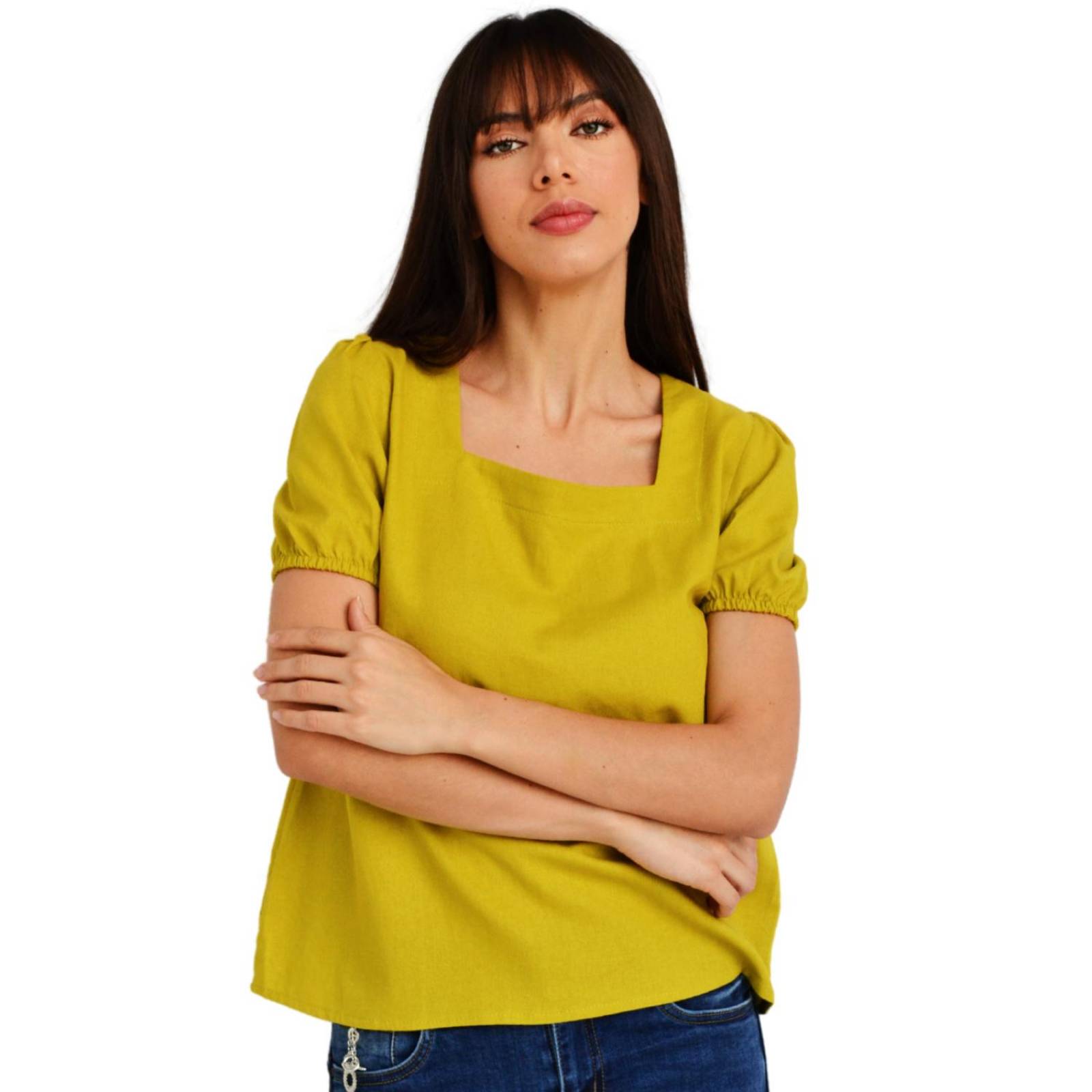Blusa juvenil escote cuadrado Roman Fashion 617 (Mostaza) 