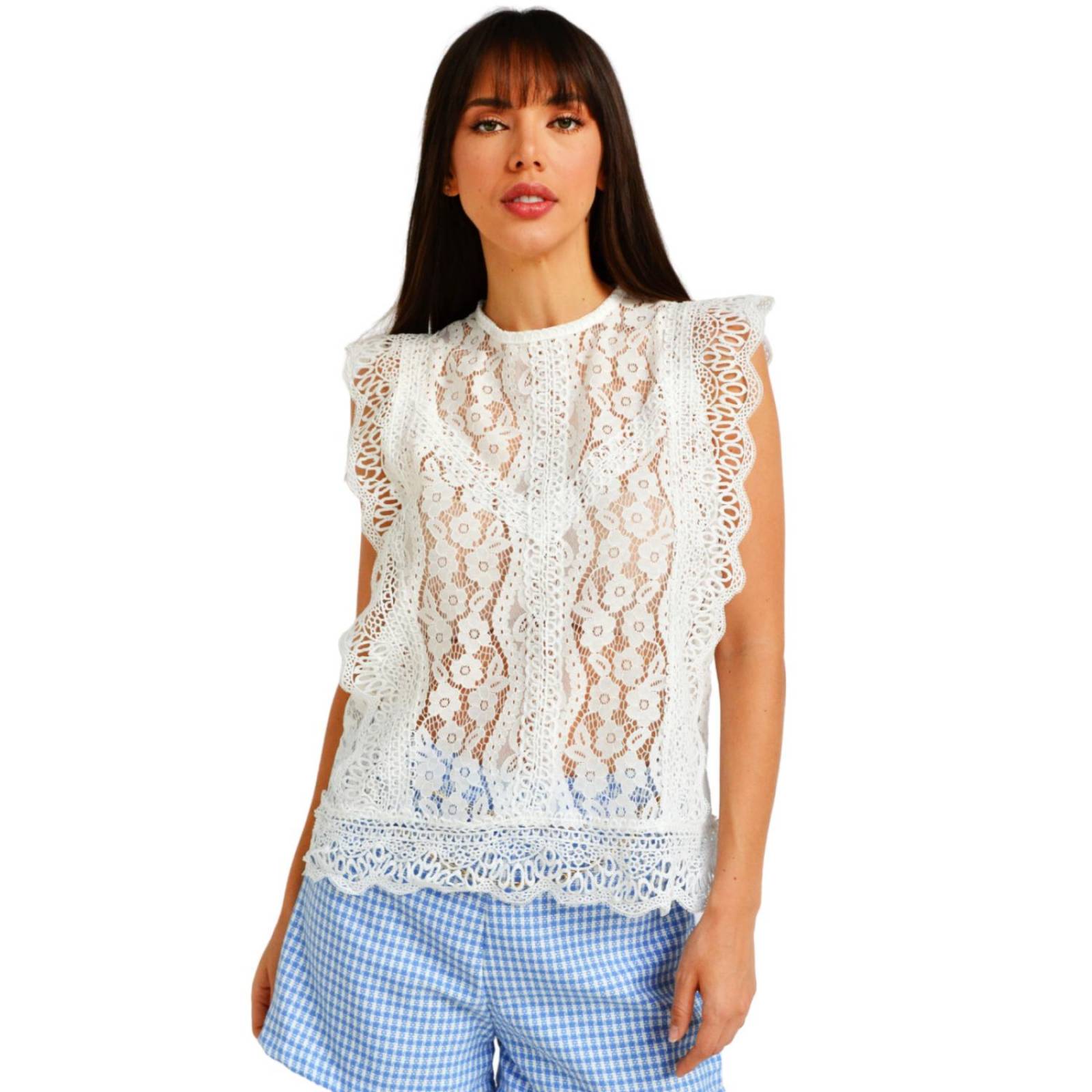 Blusa de encaje Juvenil 10757 (Blanco) 