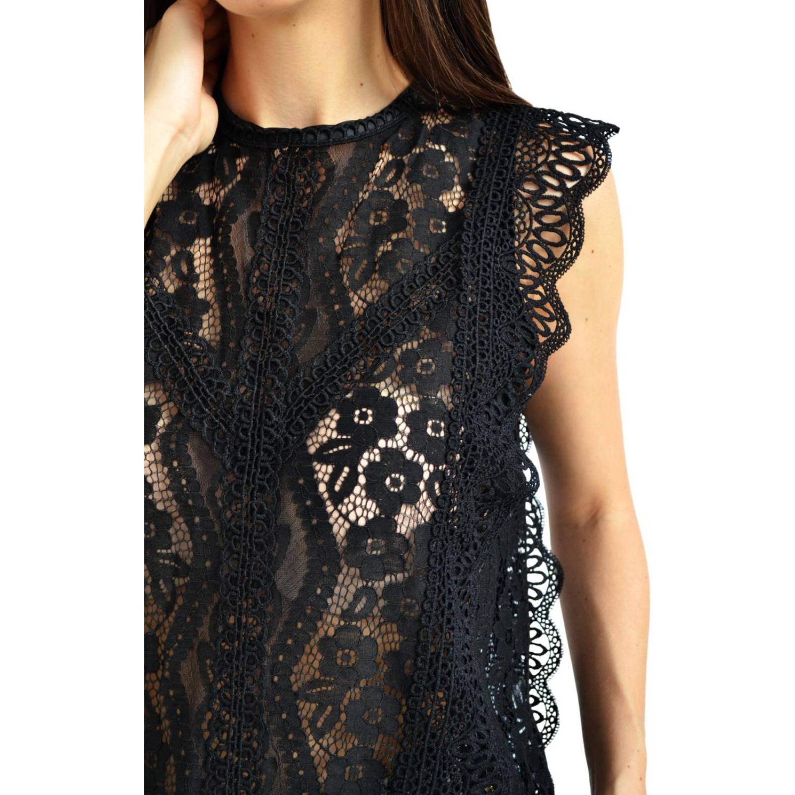 Blusa de encaje Juvenil 10757 (Negro) 
