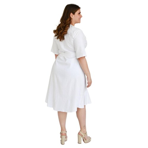 Vestido de lino Roman Fashion /Tallas Extras, 1076 (Blanco) 