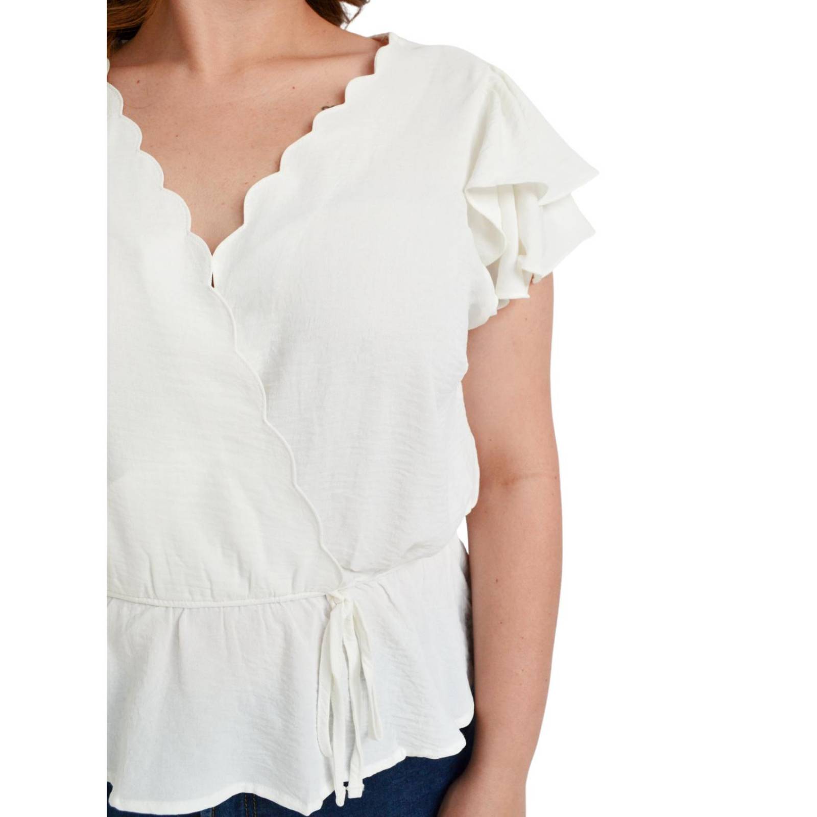 Blusa manga mariposa Roman Fashion /Tallas Extras, 91597 (Blanco) 