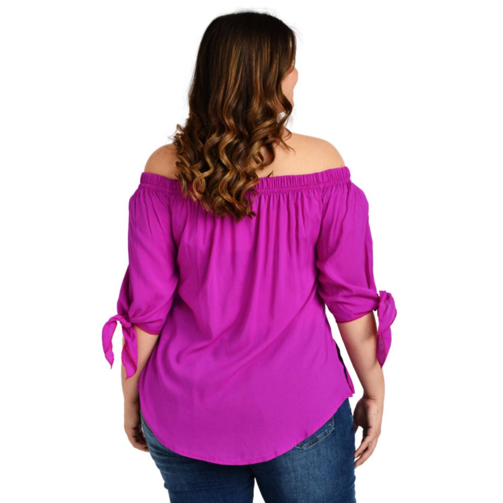 Blusa escote campesino Roman Fashion /Tallas Extras, 1608 (Magenta) 
