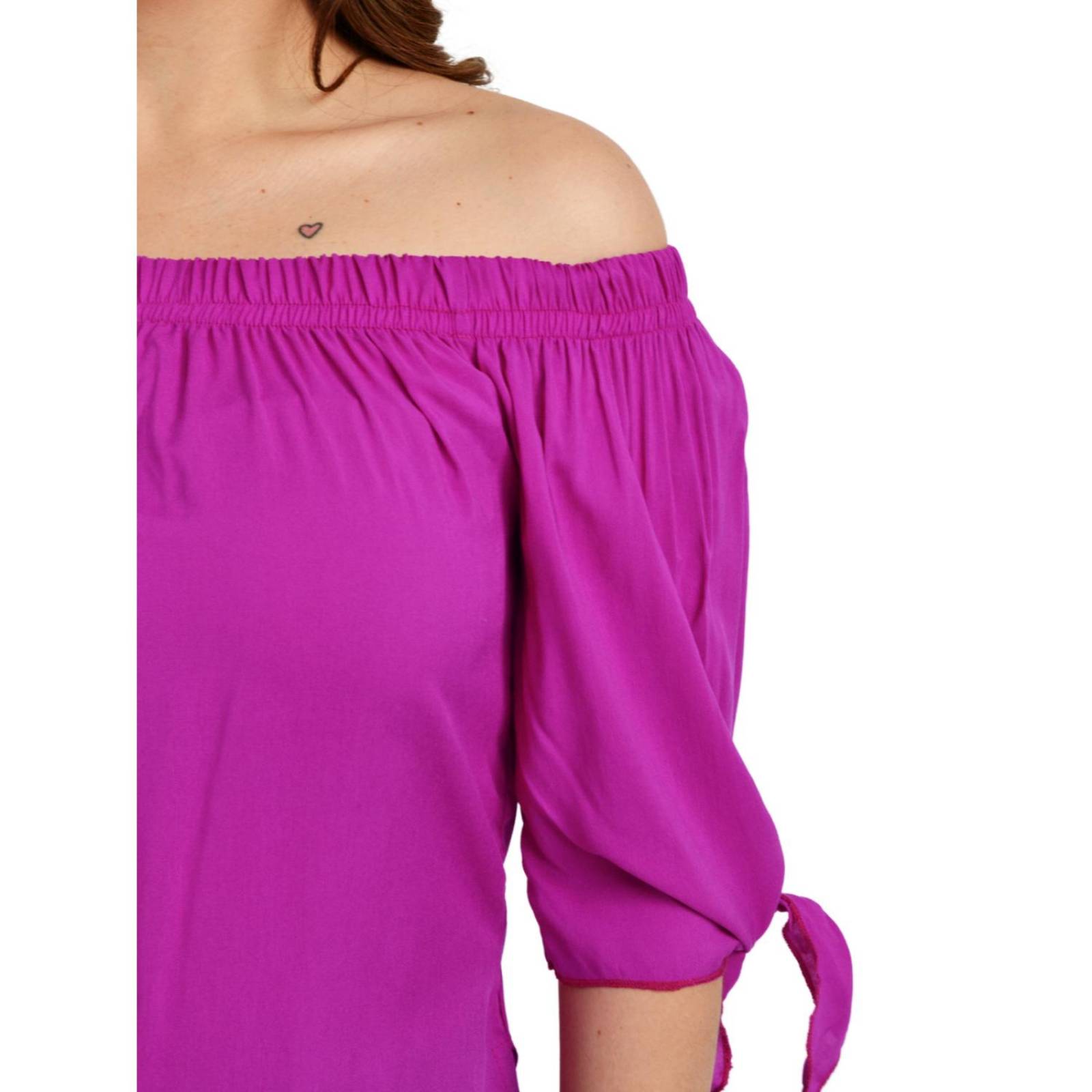 Blusa escote campesino Roman Fashion /Tallas Extras, 1608 (Magenta) 