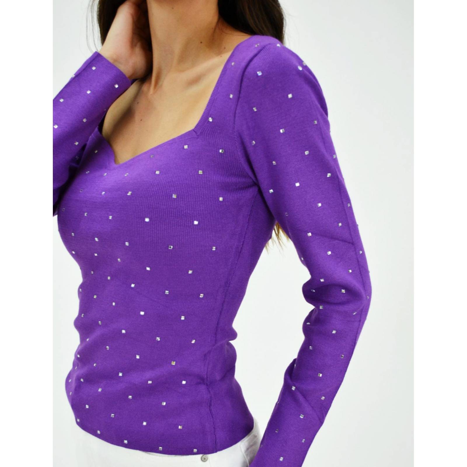 Blusa de canale con pedrería Roman Fashion /Juvenil, 975 (Morado) 
