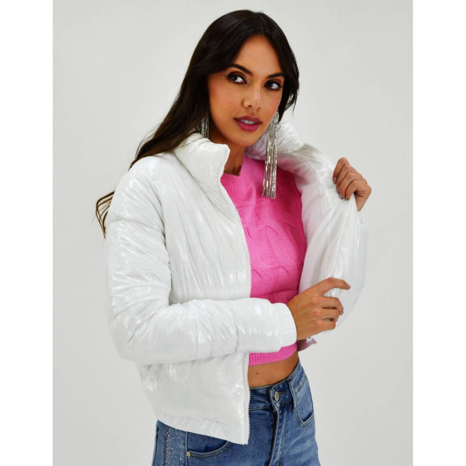 Chamarra acolchada efecto piel Roman Fashion /Juvenil, 7023 (Blanco) 