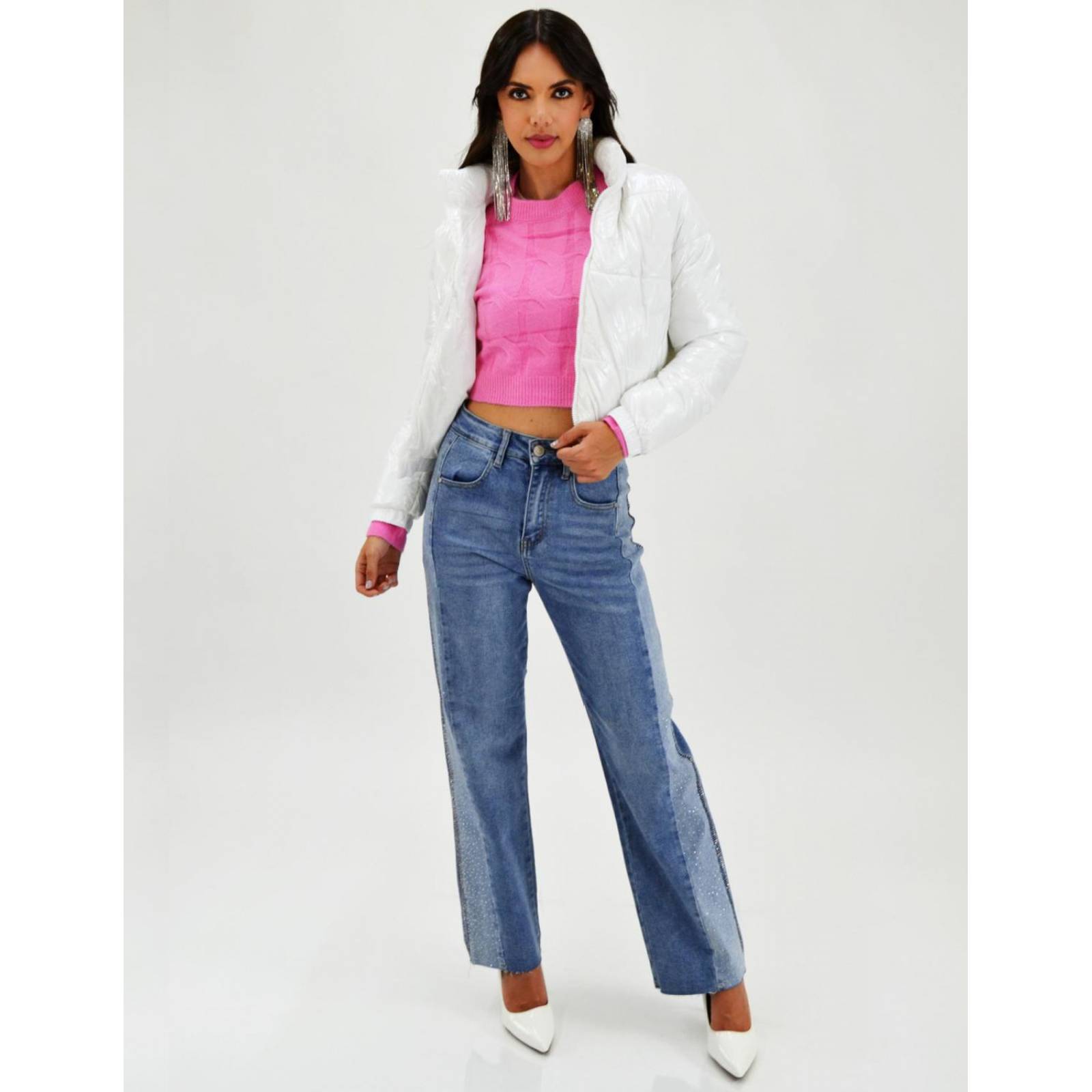 Chamarra acolchada efecto piel Roman Fashion /Juvenil, 7023 (Blanco) 