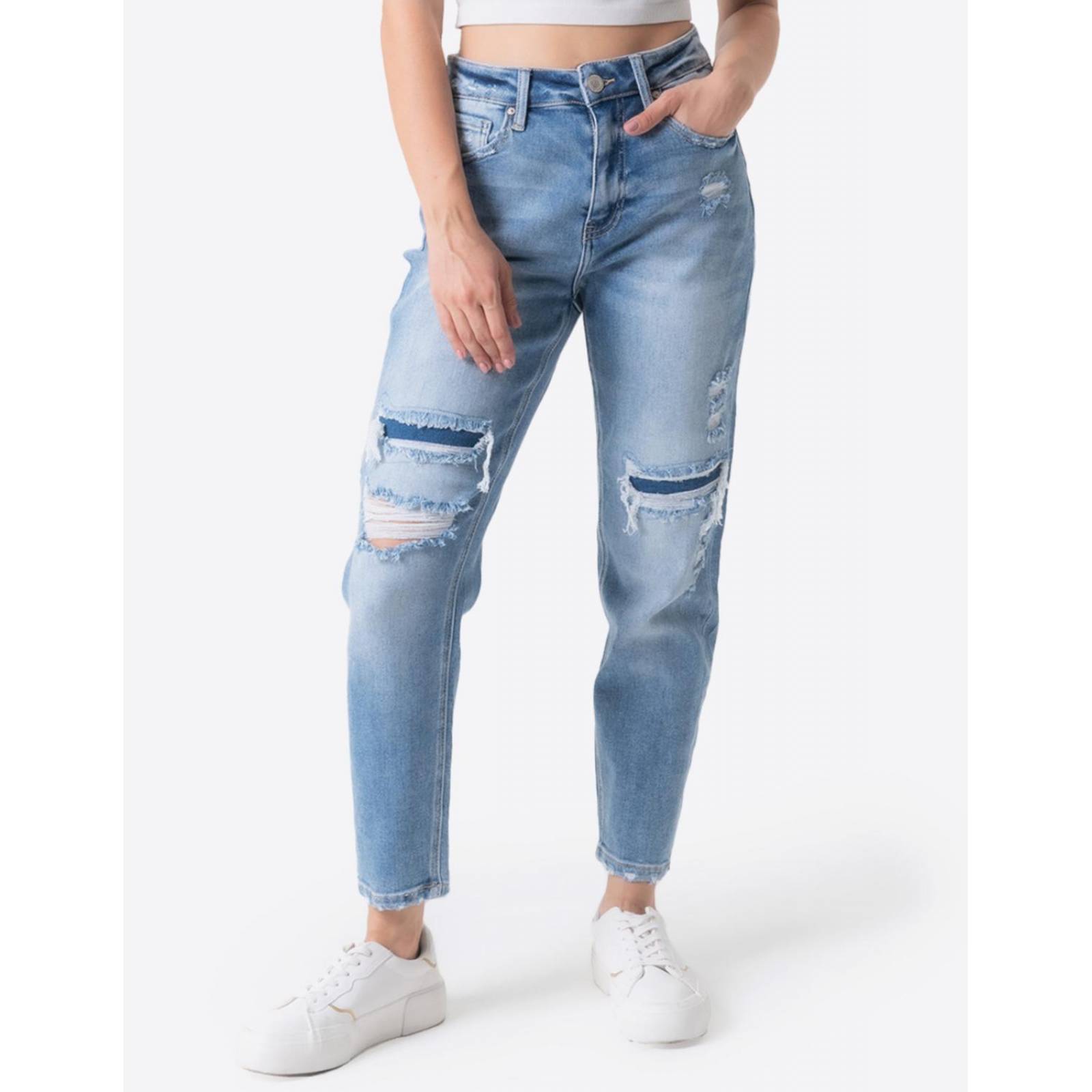 Jean Recto para Mujer Tiro alto de Algodón American Eagle AMERICAN