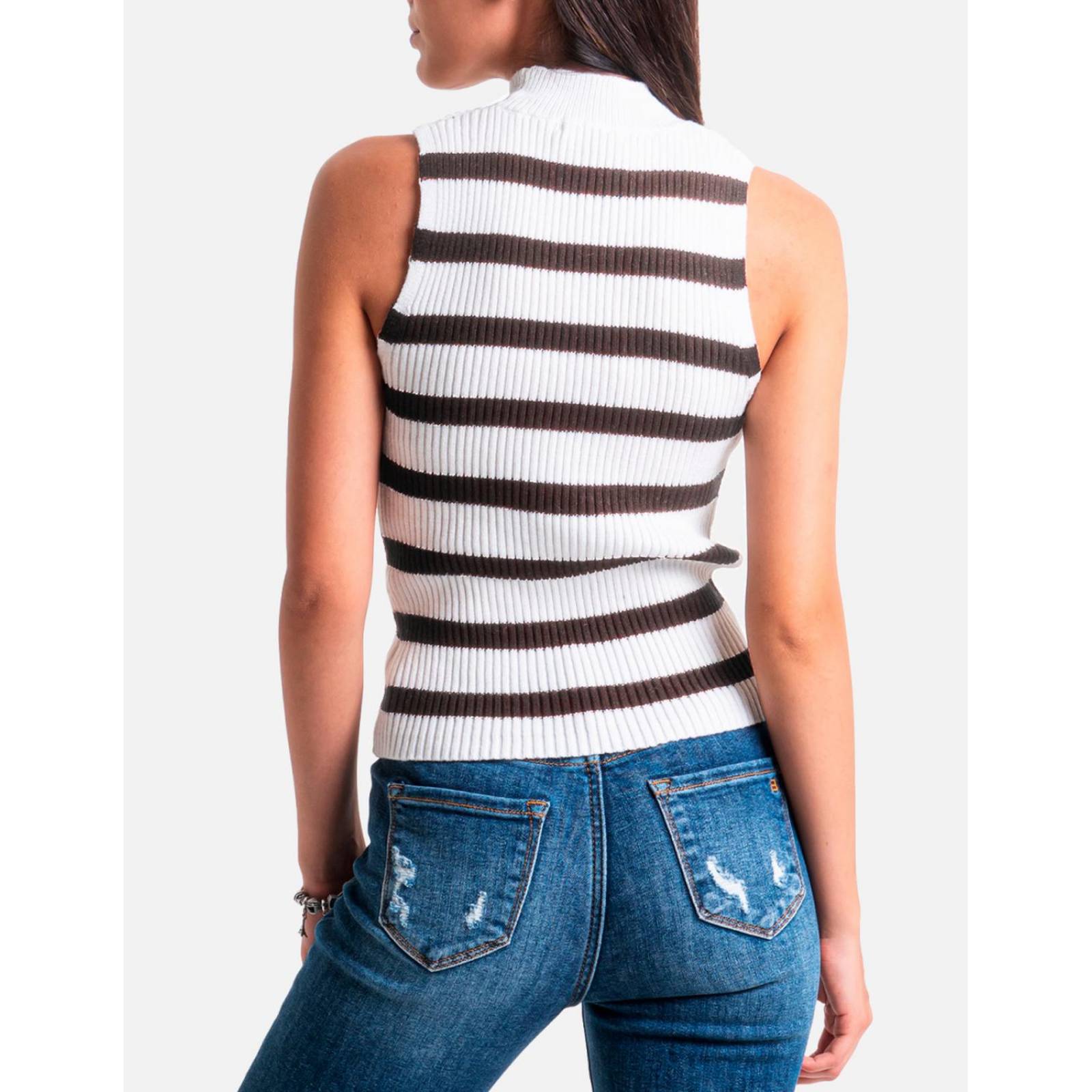 Blusa de rayas tejida Balam /Juvenil, 0085 (Cafe) 