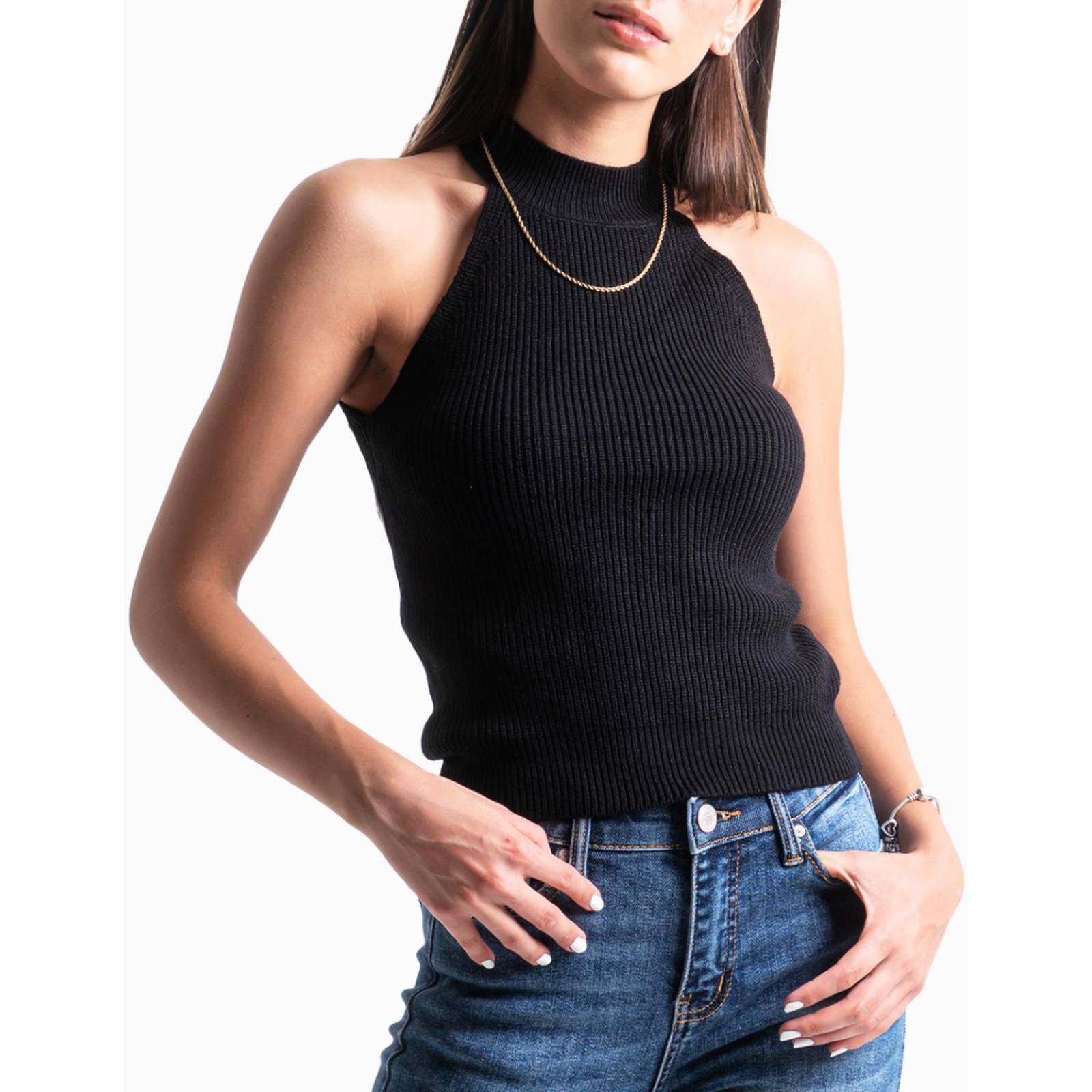 Blusa básica cuello halter Balam, 0088 (Negro) 