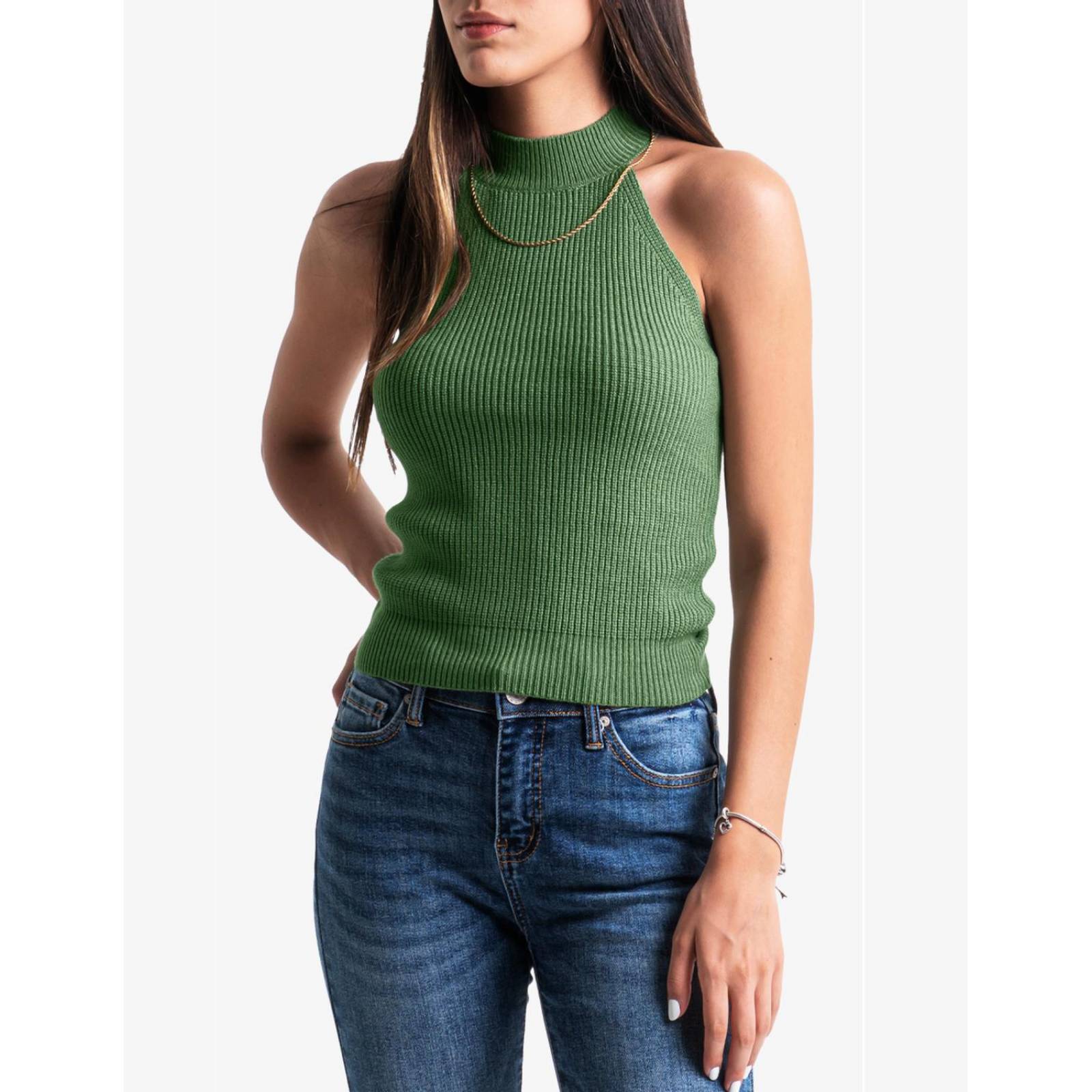 Blusa básica cuello halter Balam, 0088 (Verde) 