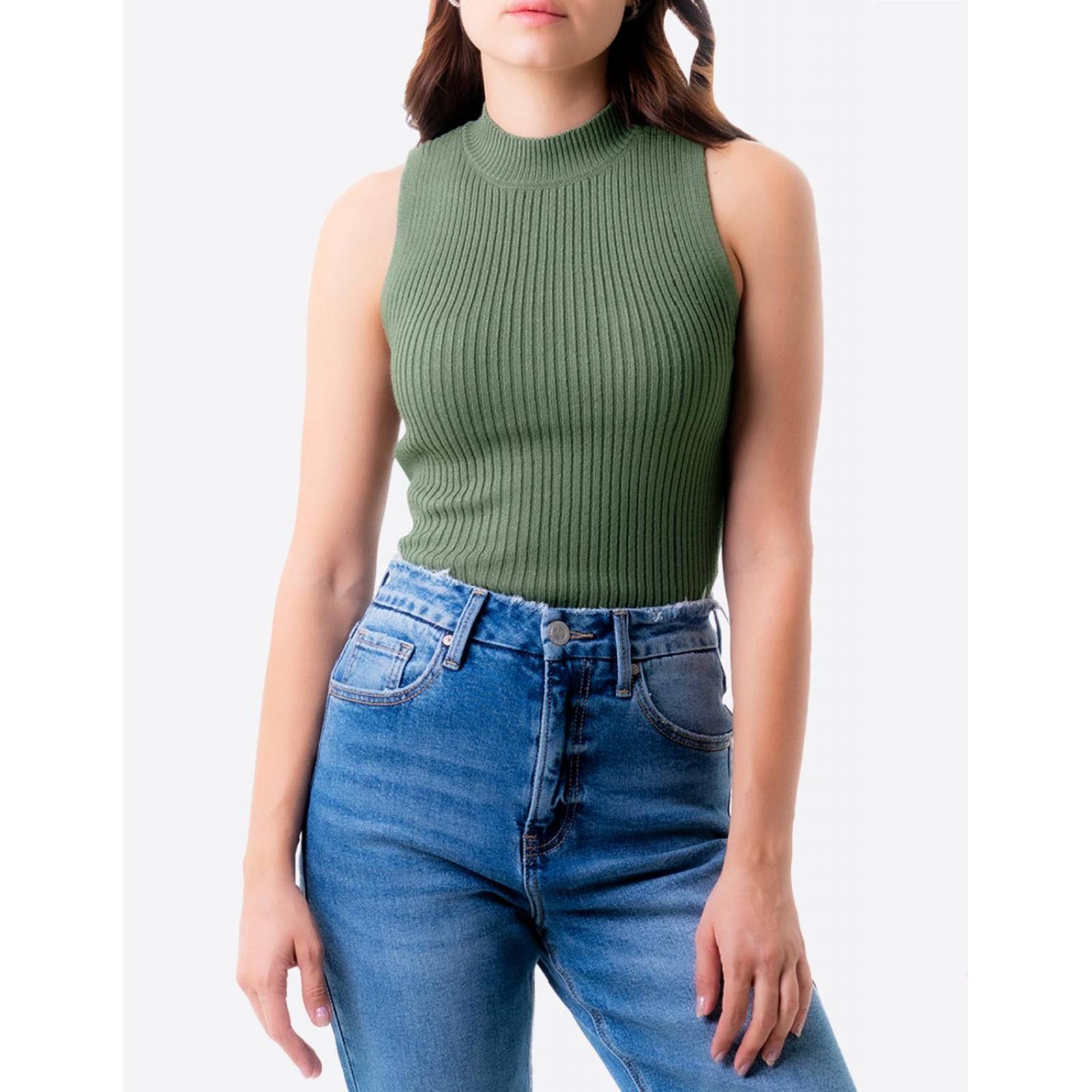 Blusa básica cuello alto Balam /Juvenil, 0087 (Verde militar) 