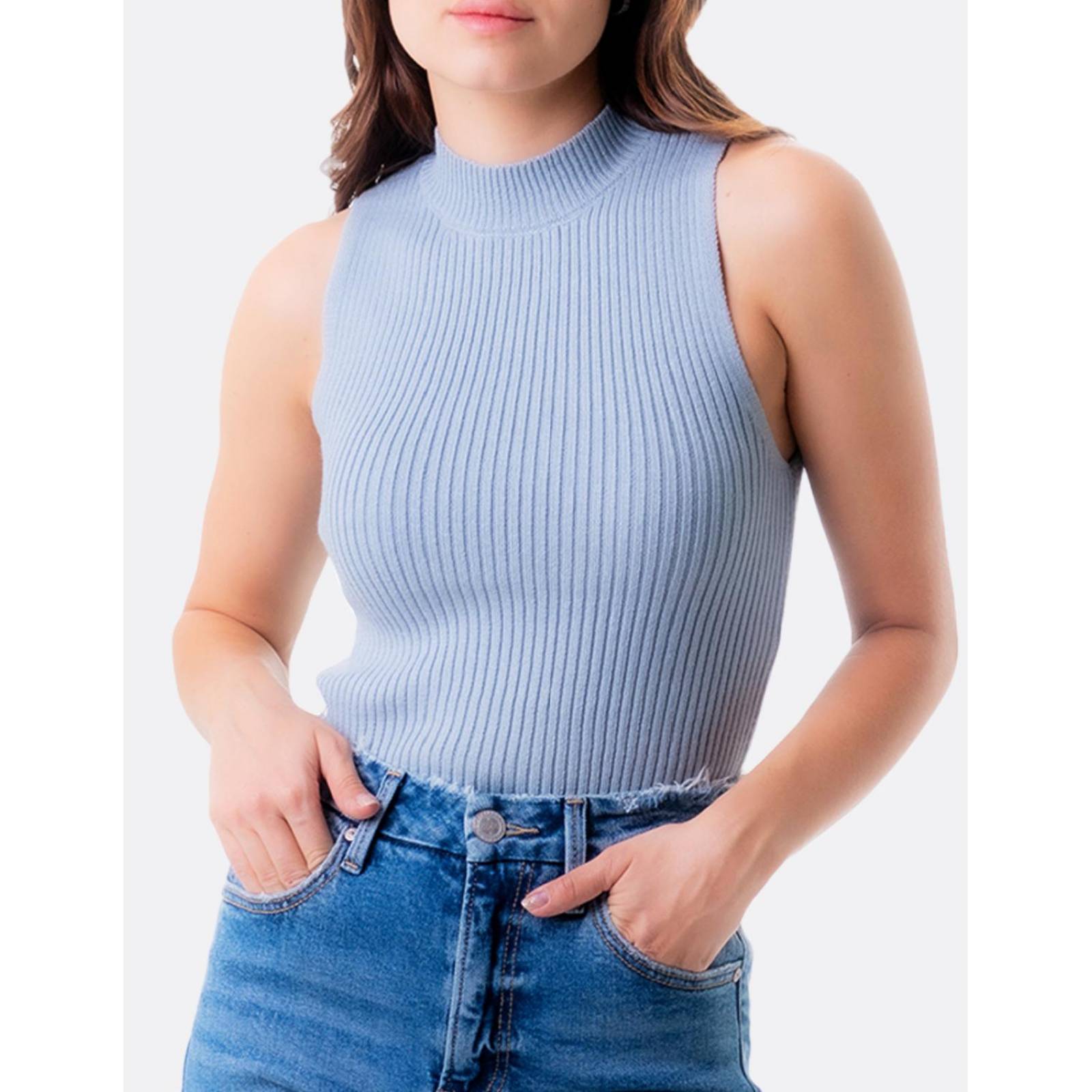Blusa básica cuello alto Balam /Juvenil, 0087 (Azul claro) 