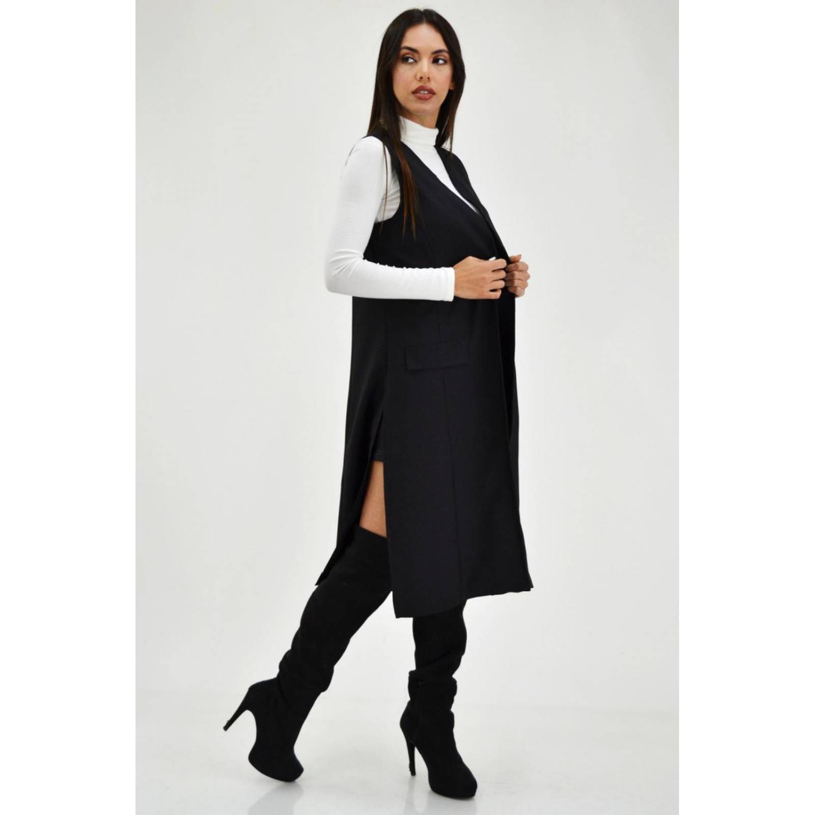 Chaleco largo Roman Fashion /Juvenil, 1080 (Negro) 
