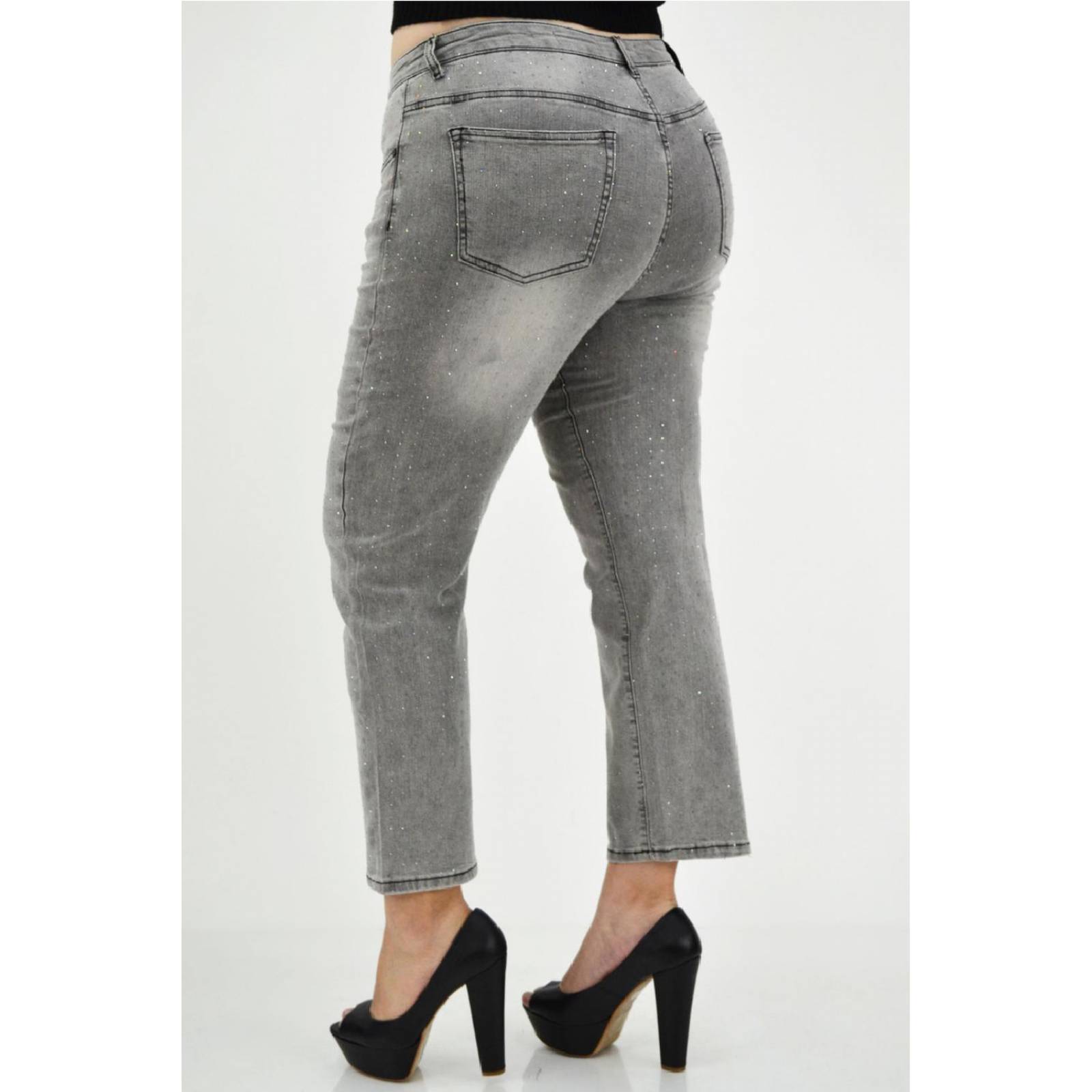 Mom jeans con brillo /Tallas Extras, 241 (Gris con brillos) 