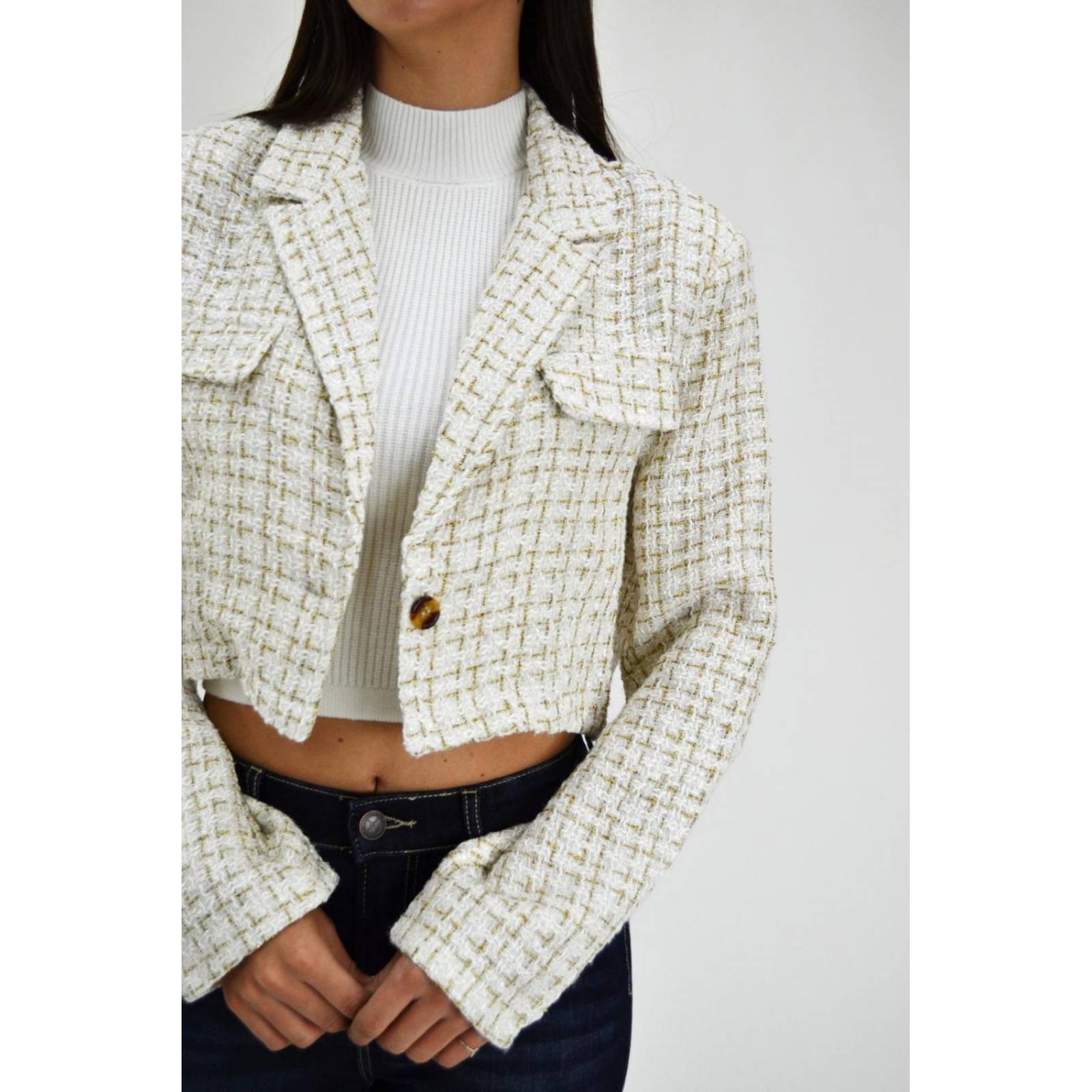 Chaqueta tipo de chanel /Juvenil, 8001 (Blanco) 